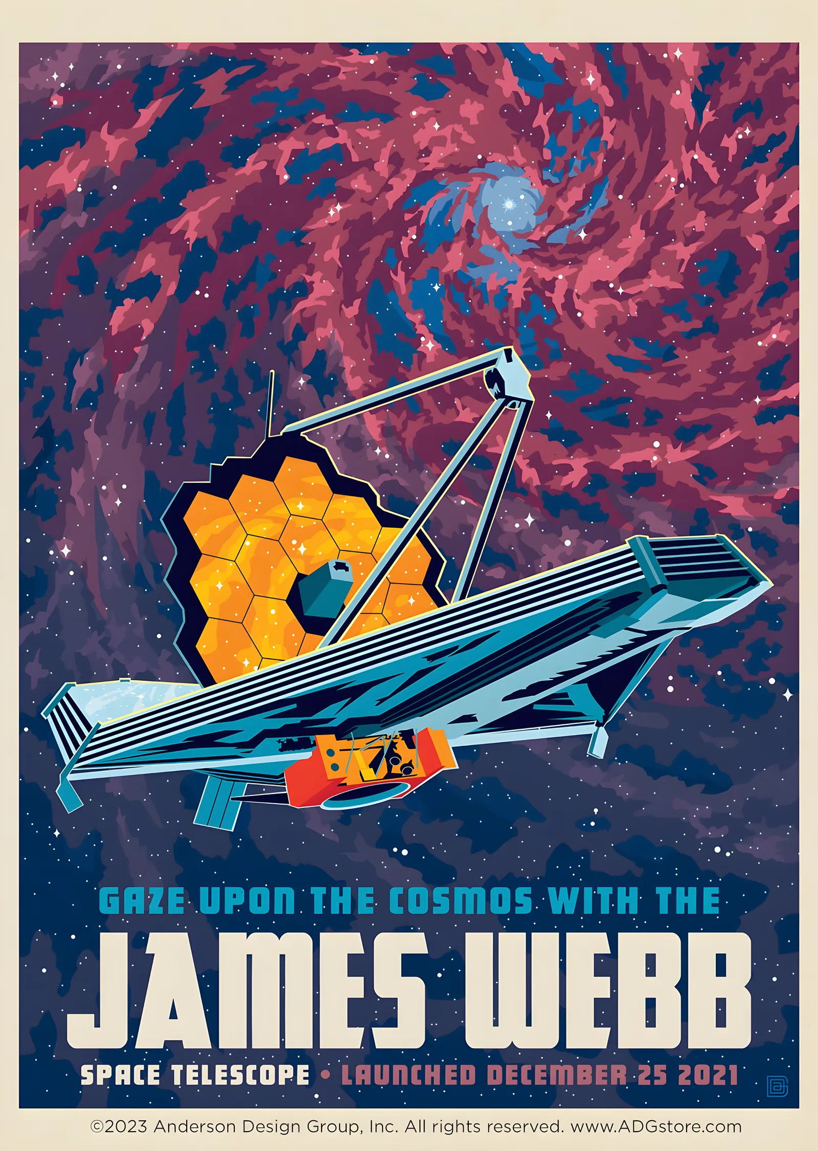 James Webb Uzay Teleskobu · Retro Afiş metal tablo