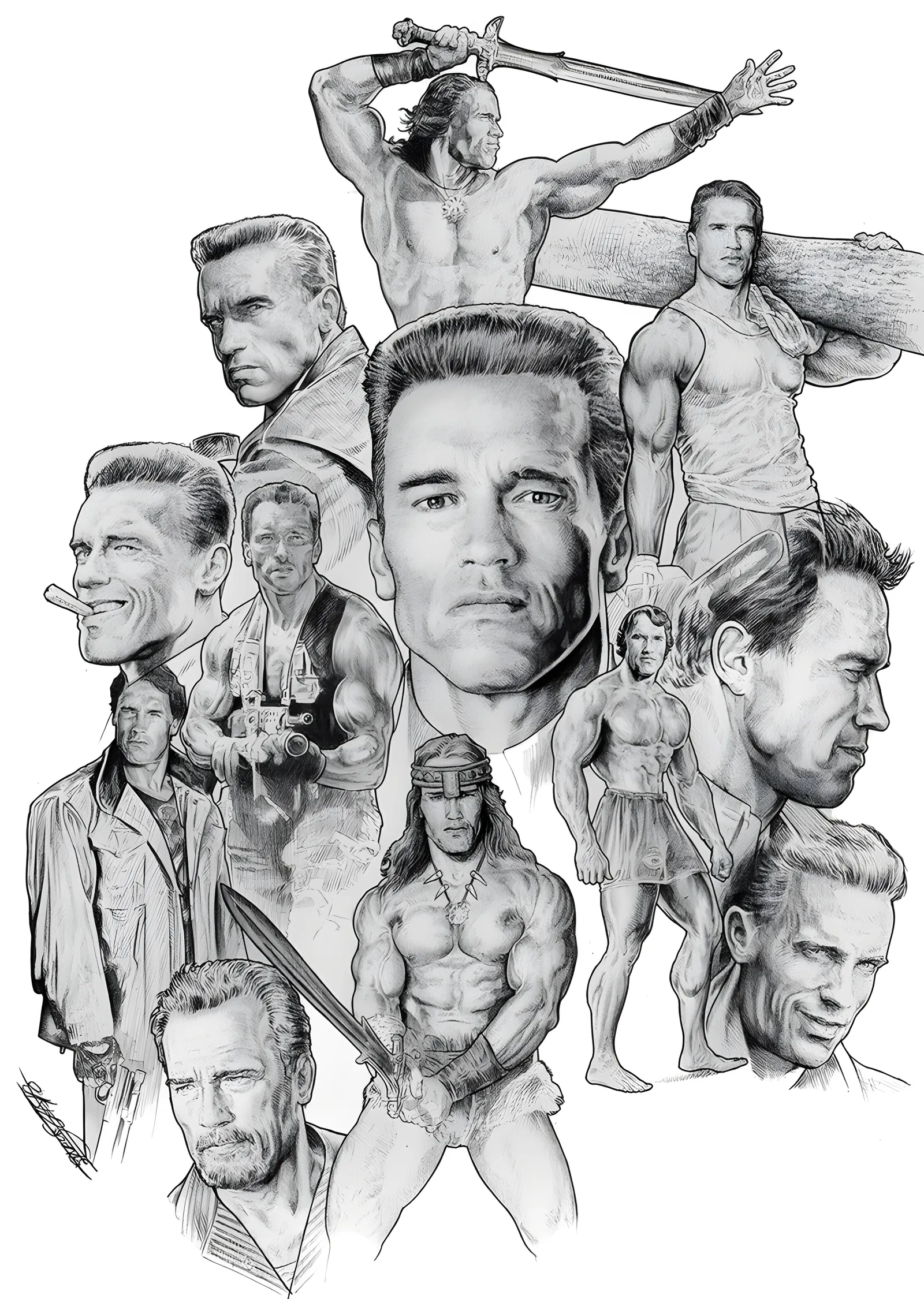 Arnold Schwarzenegger: Kariyer Kolajı metal tablo