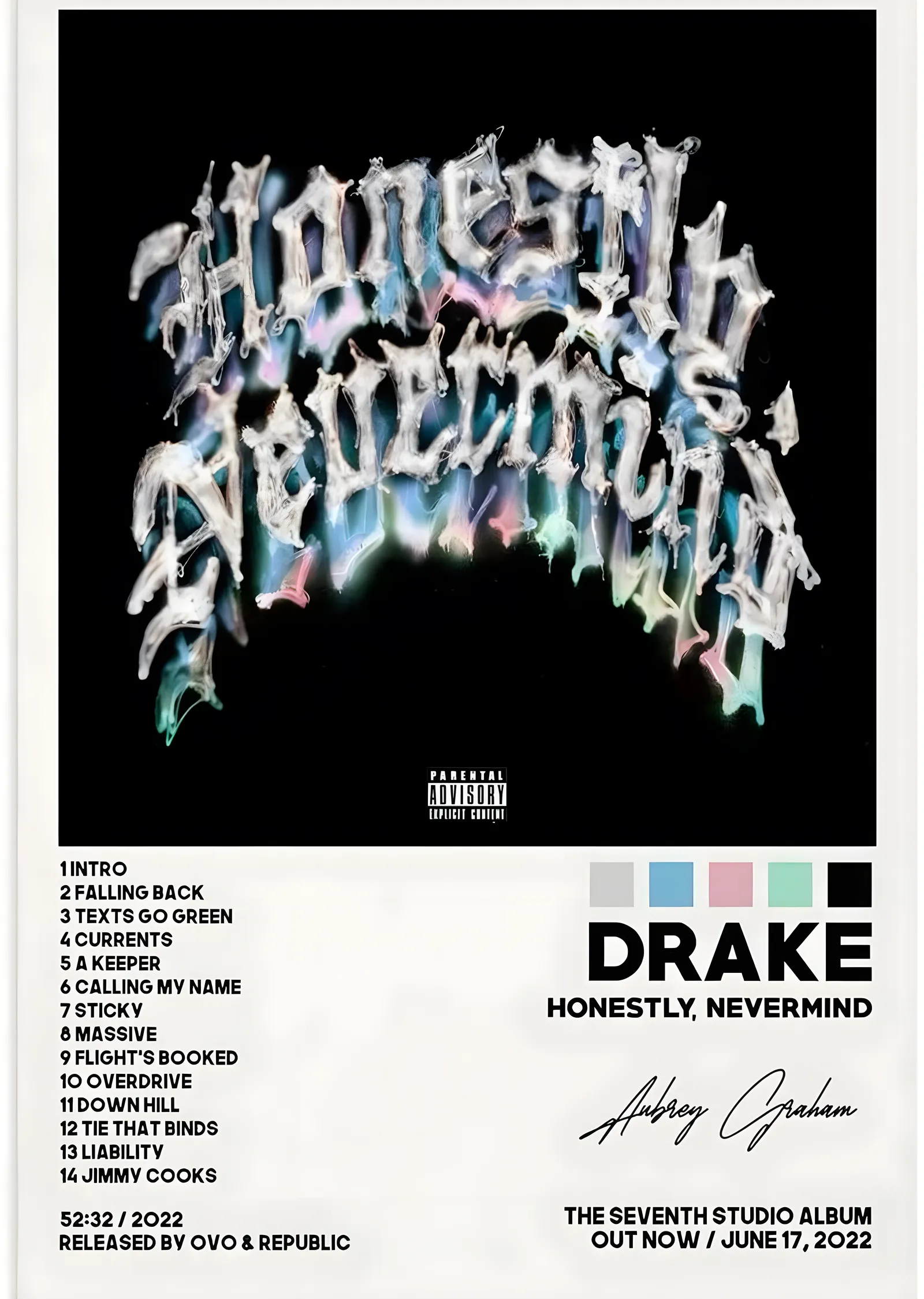 Drake: Honestly, Nevermind metal tablo