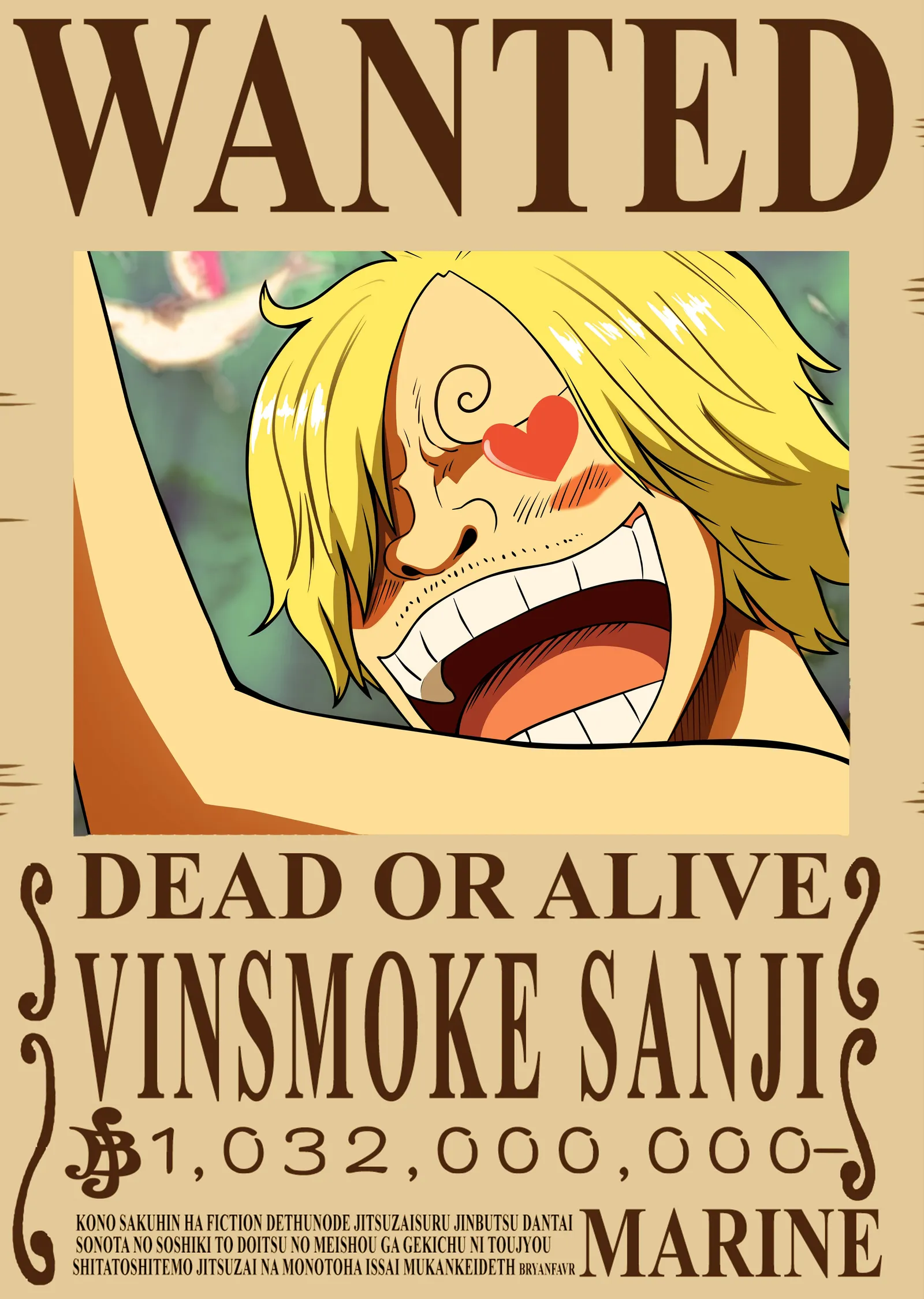 Vinsmoke Sanji: Aranan Adam metal tablo