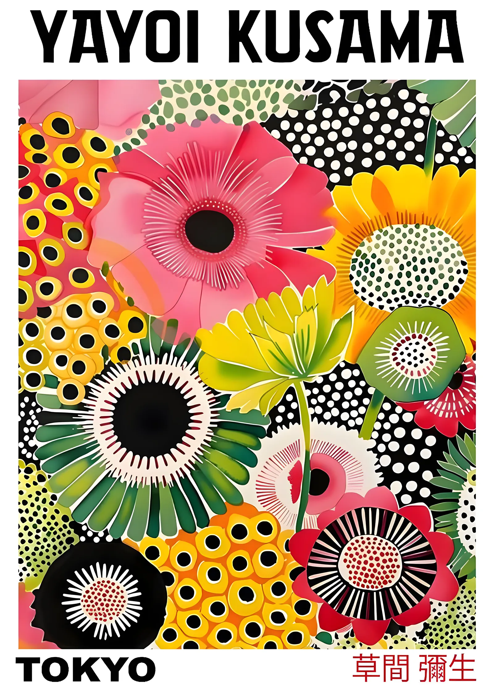Yayoi Kusama: Tokyo Çiçekler metal tablo