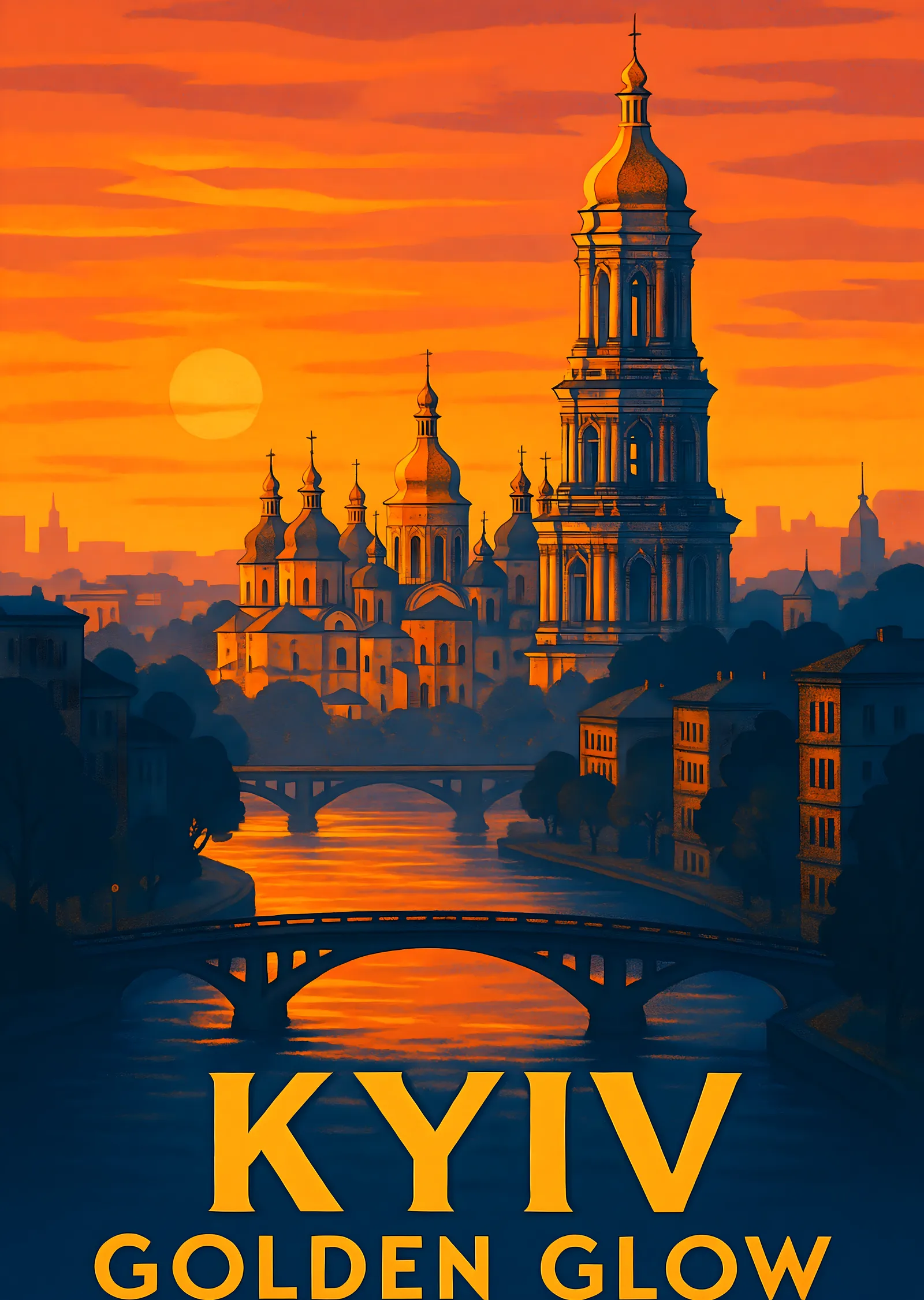 Kyiv Golden Glow metal tablo