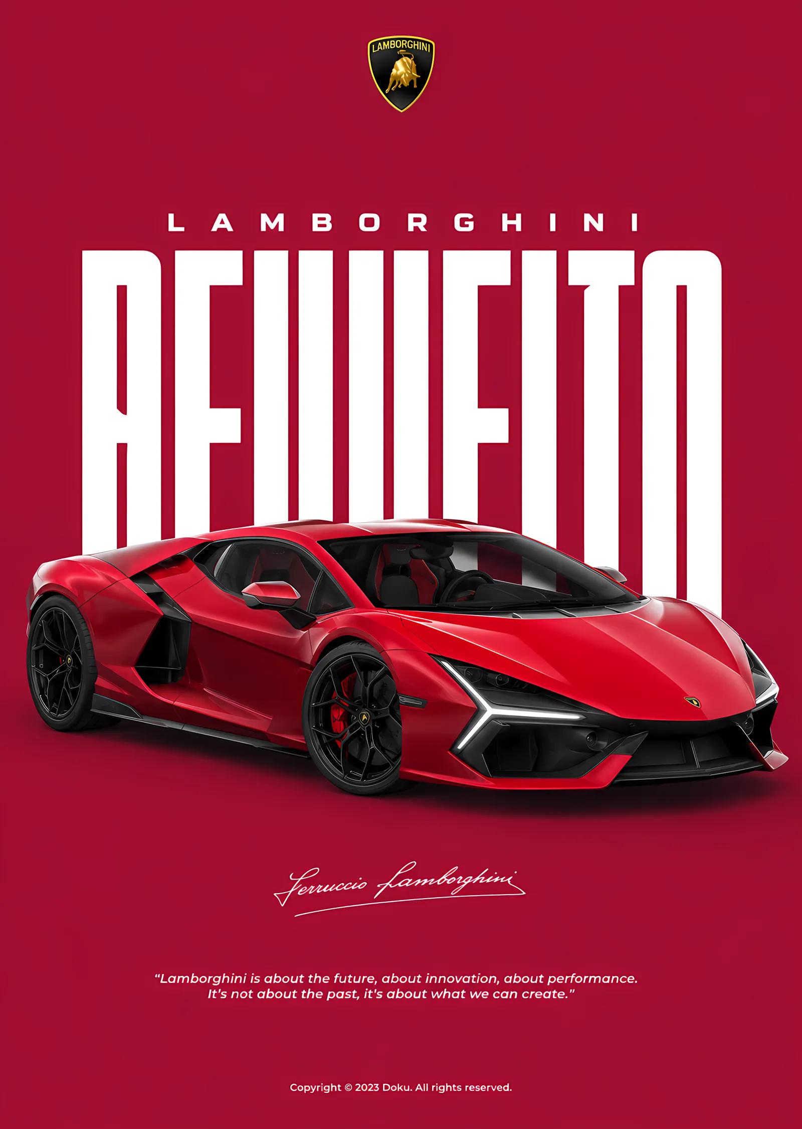 Kırmızı Lamborghini Revuelto metal tablo