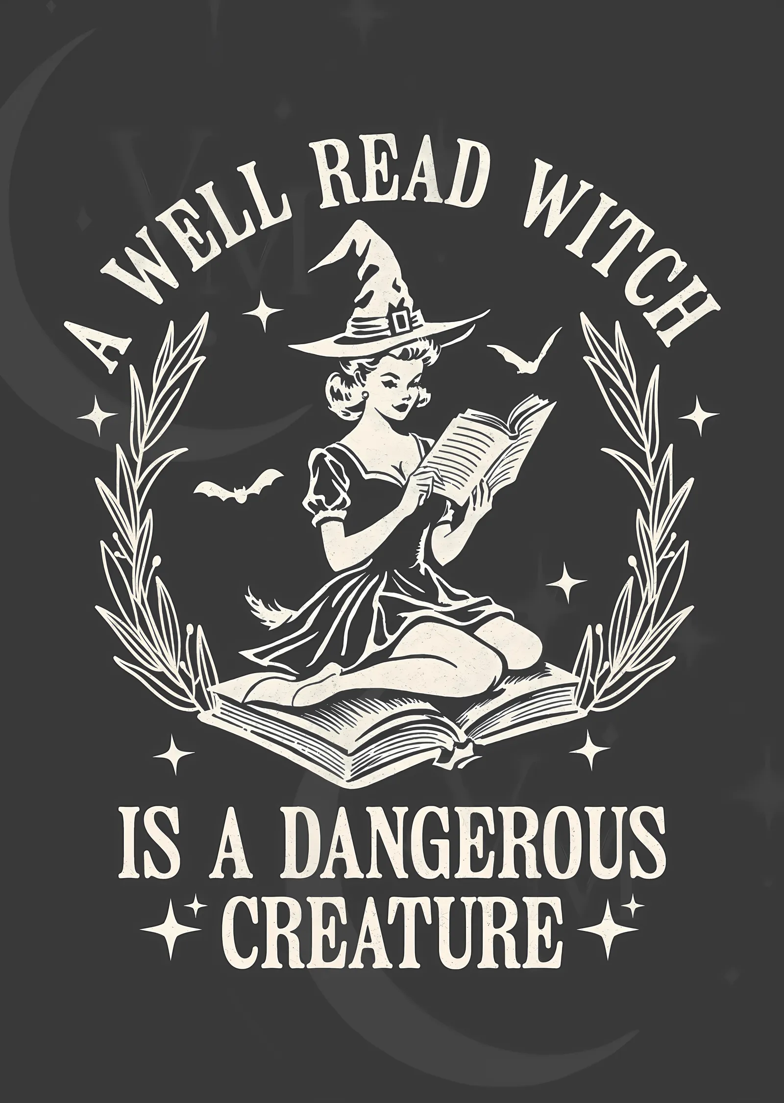 A Well Read Witch Is a Dangerous Creature metal tablo
