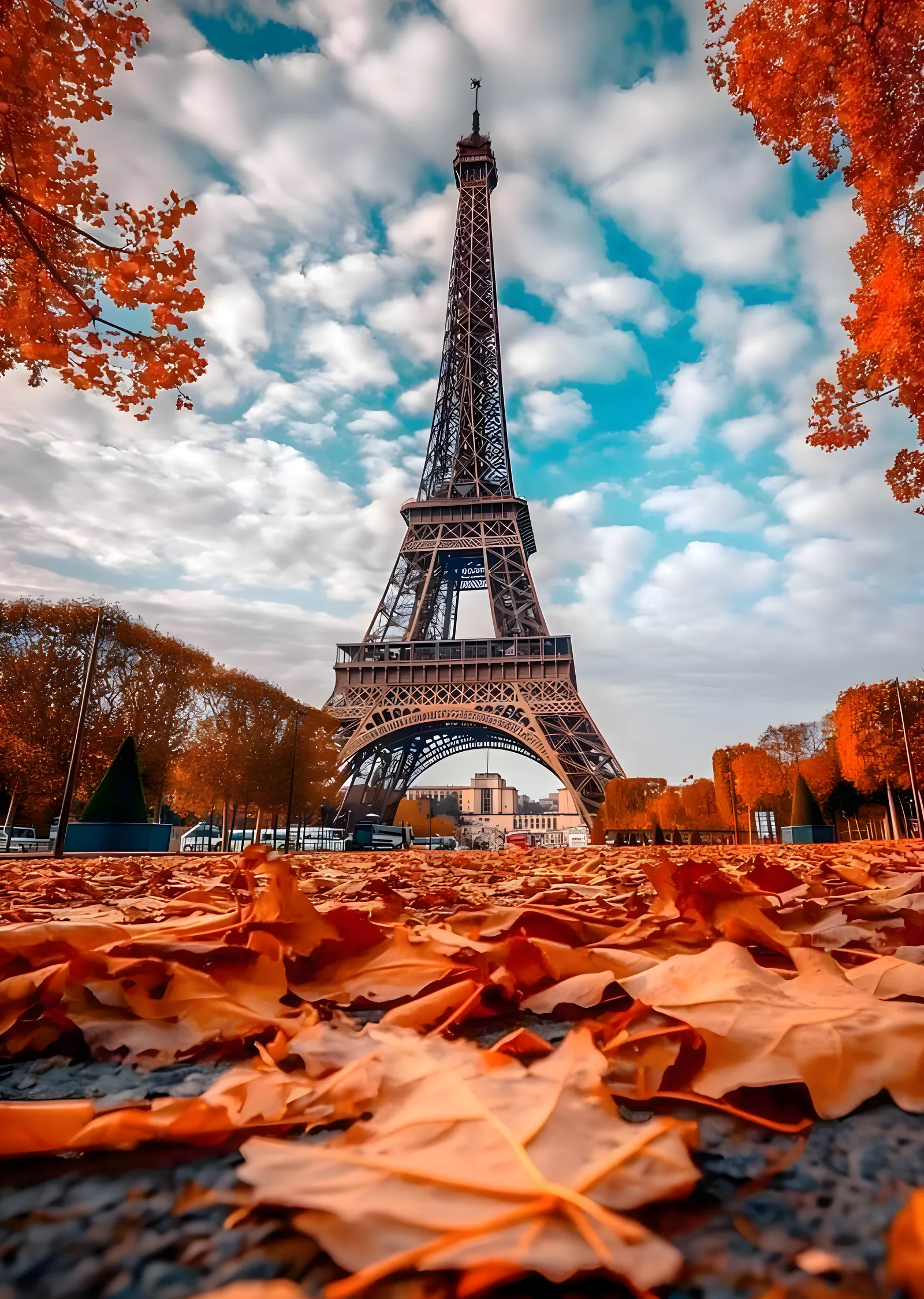 Paris: Eyfel Kulesi Sonbahar Manzarası metal tablo