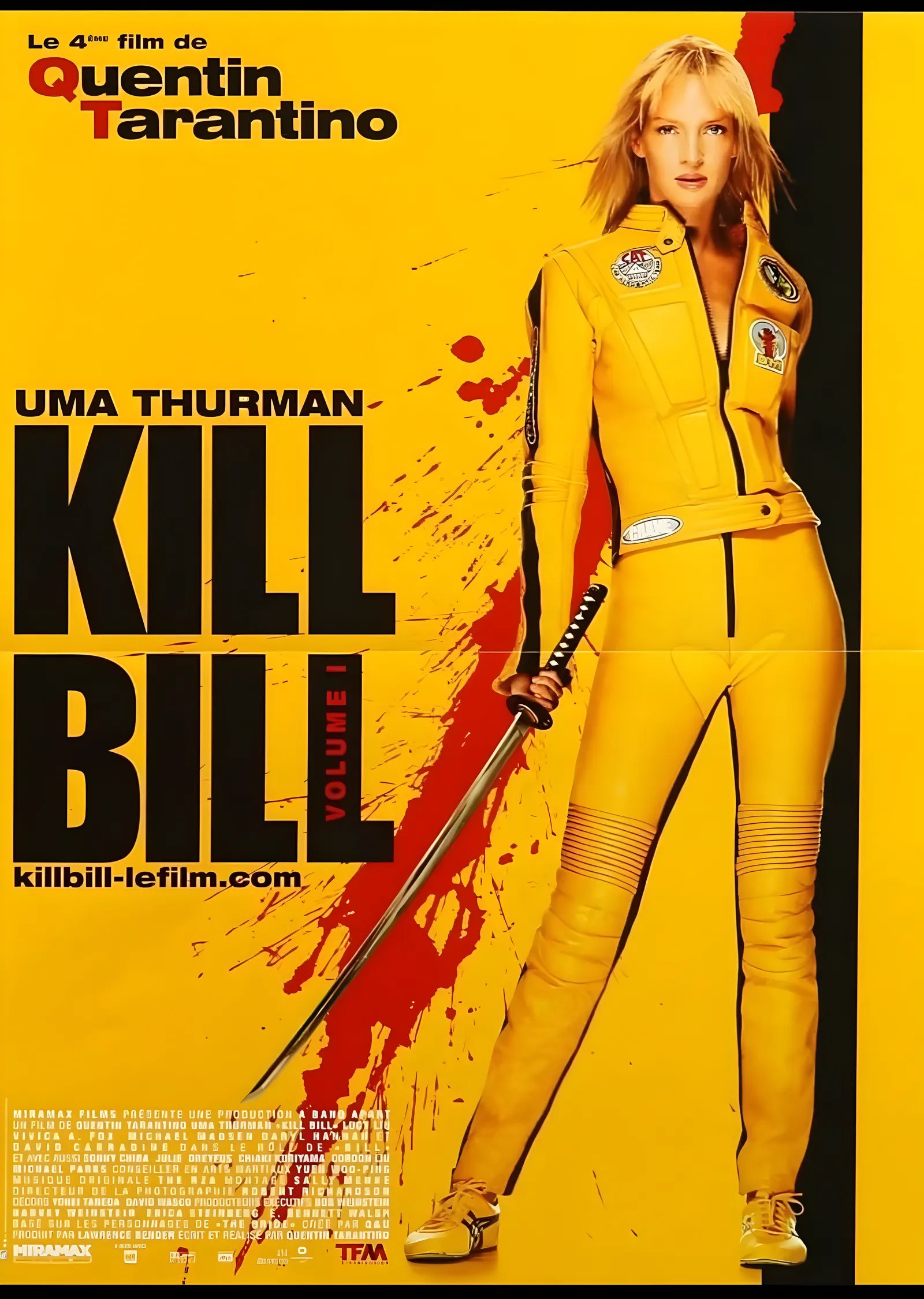 Kill Bill: Sarı Tulum ve Katana metal tablo