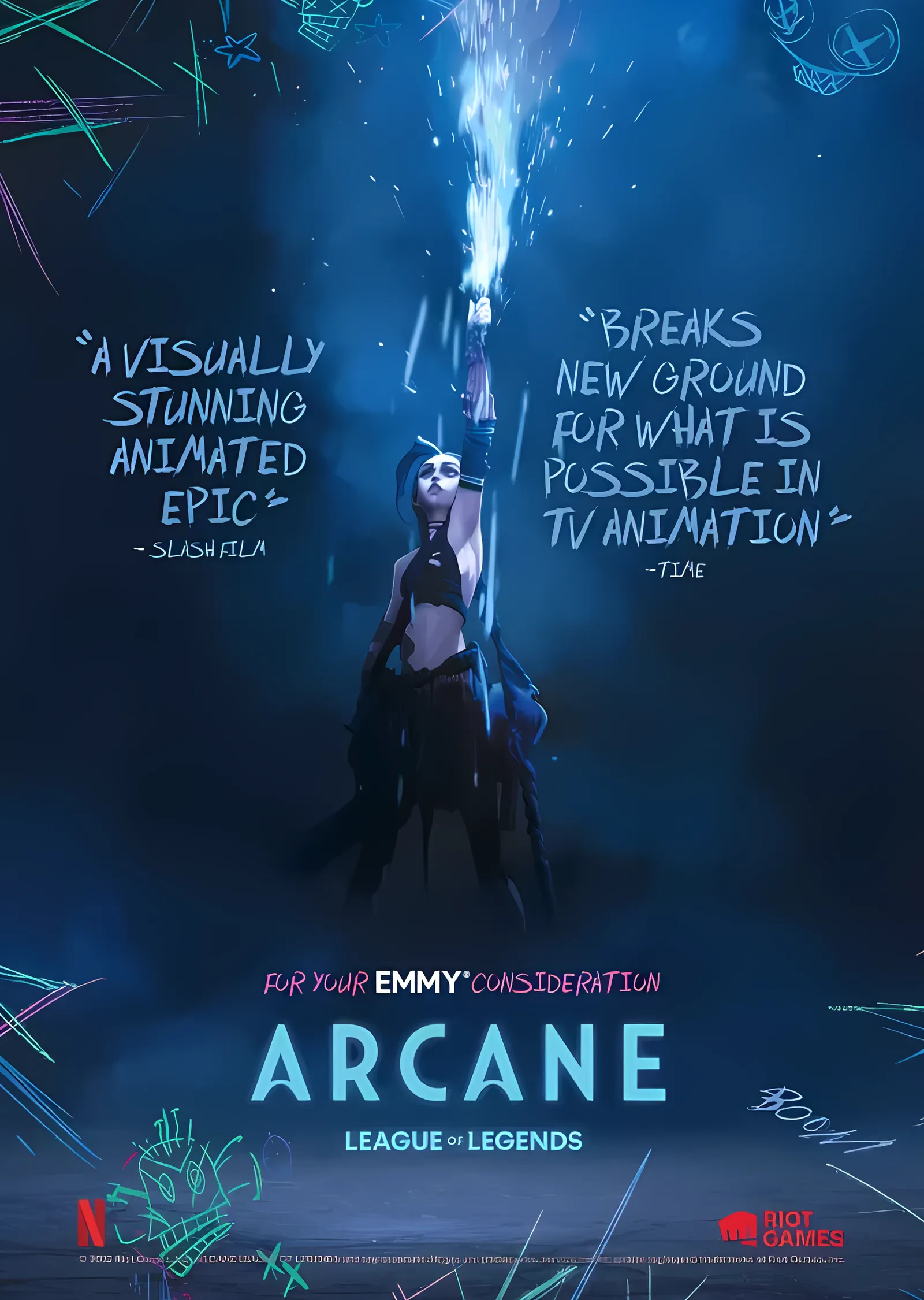 Arcane: Mavi Işık metal tablo