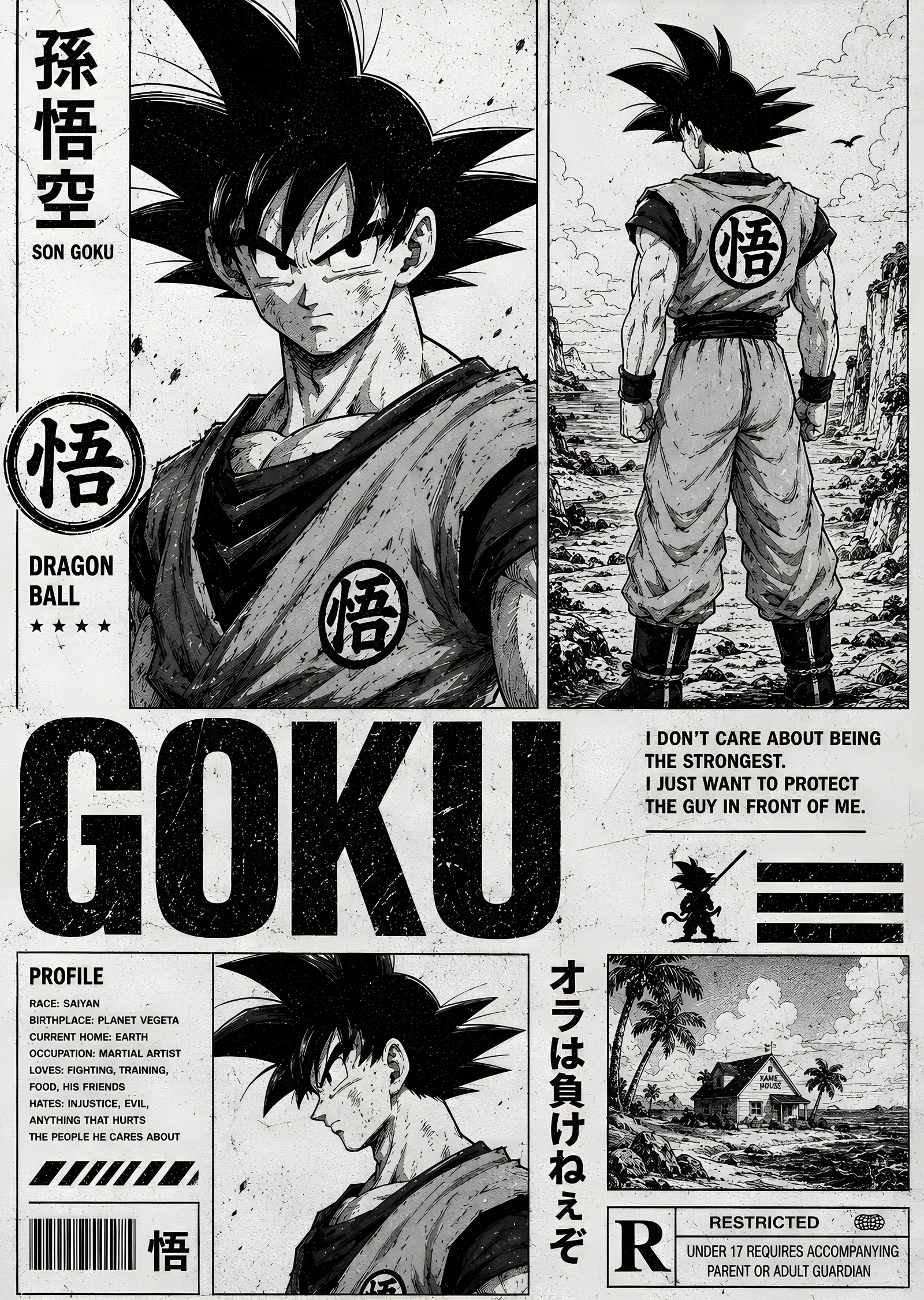 Goku: Manga Profil Sayfası metal tablo