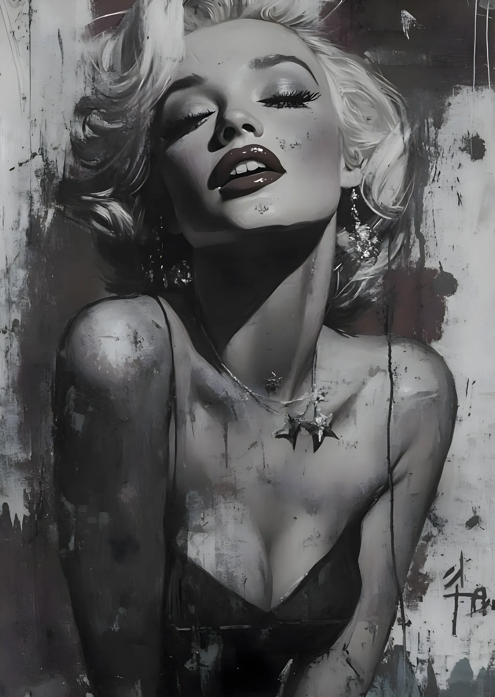 Marilyn Monroe: Gri Tonlu İkonik Portre metal tablo