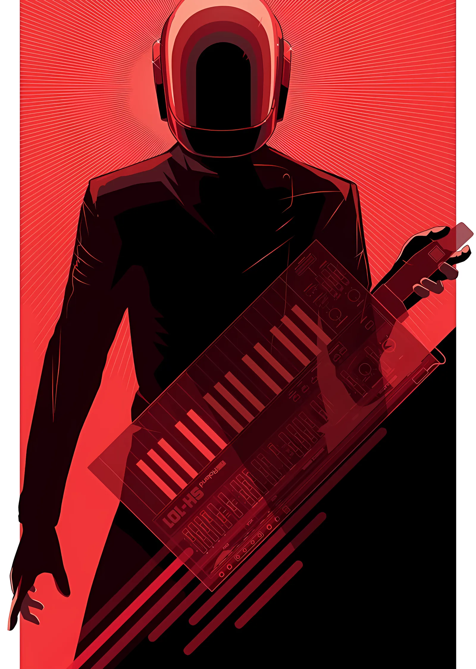Daft Punk: Kırmızı Klavye metal tablo