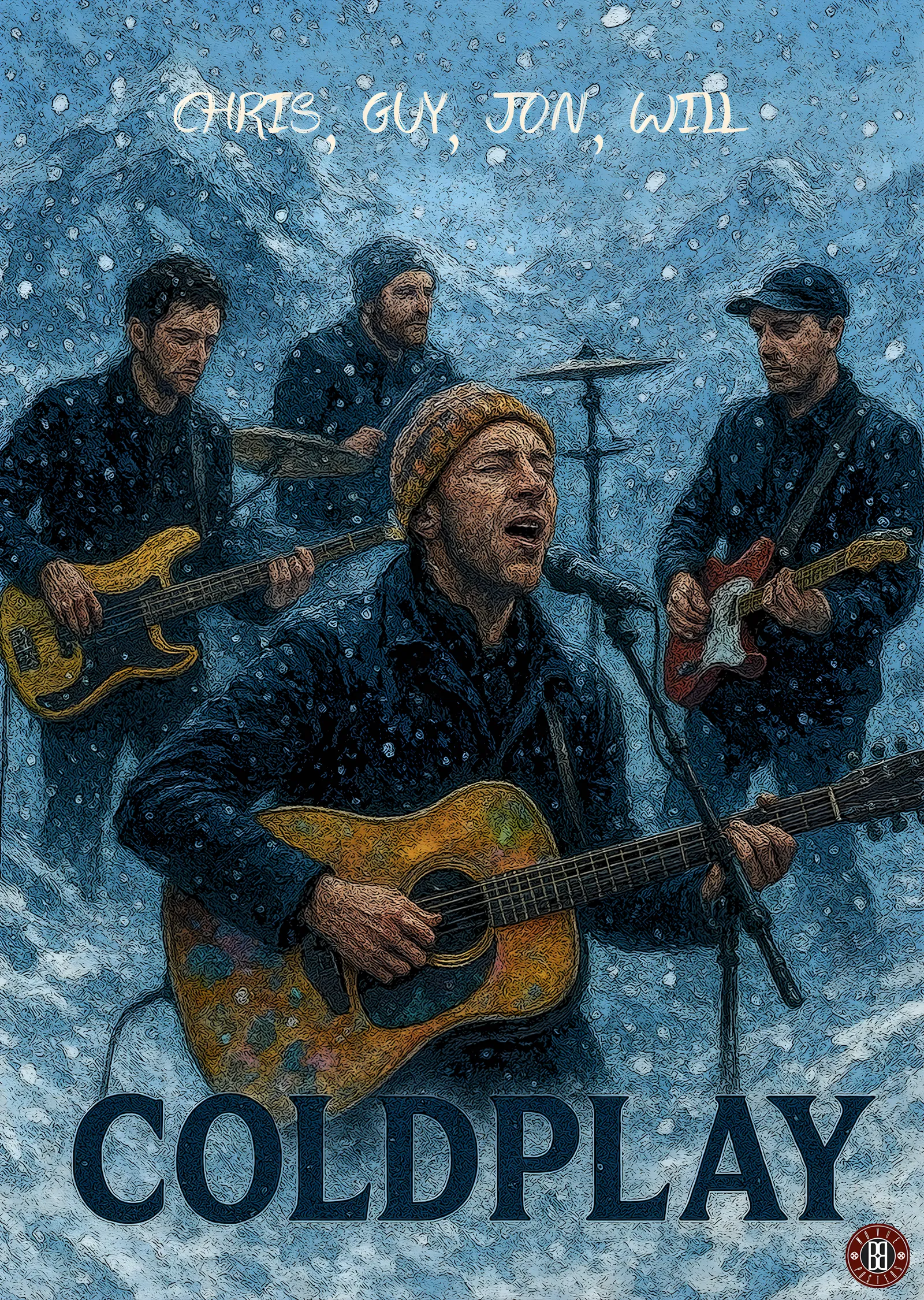Coldplay: Kar Altında metal tablo