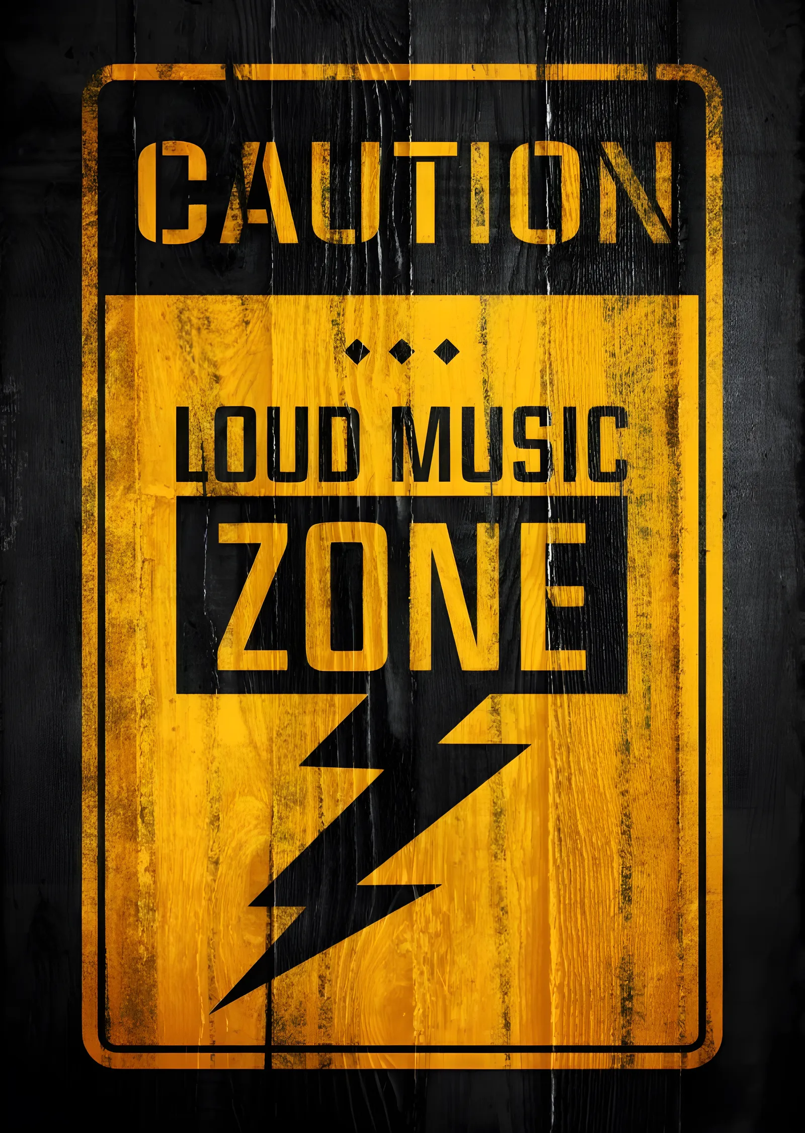 Caution - Loud Music Zone metal tablo