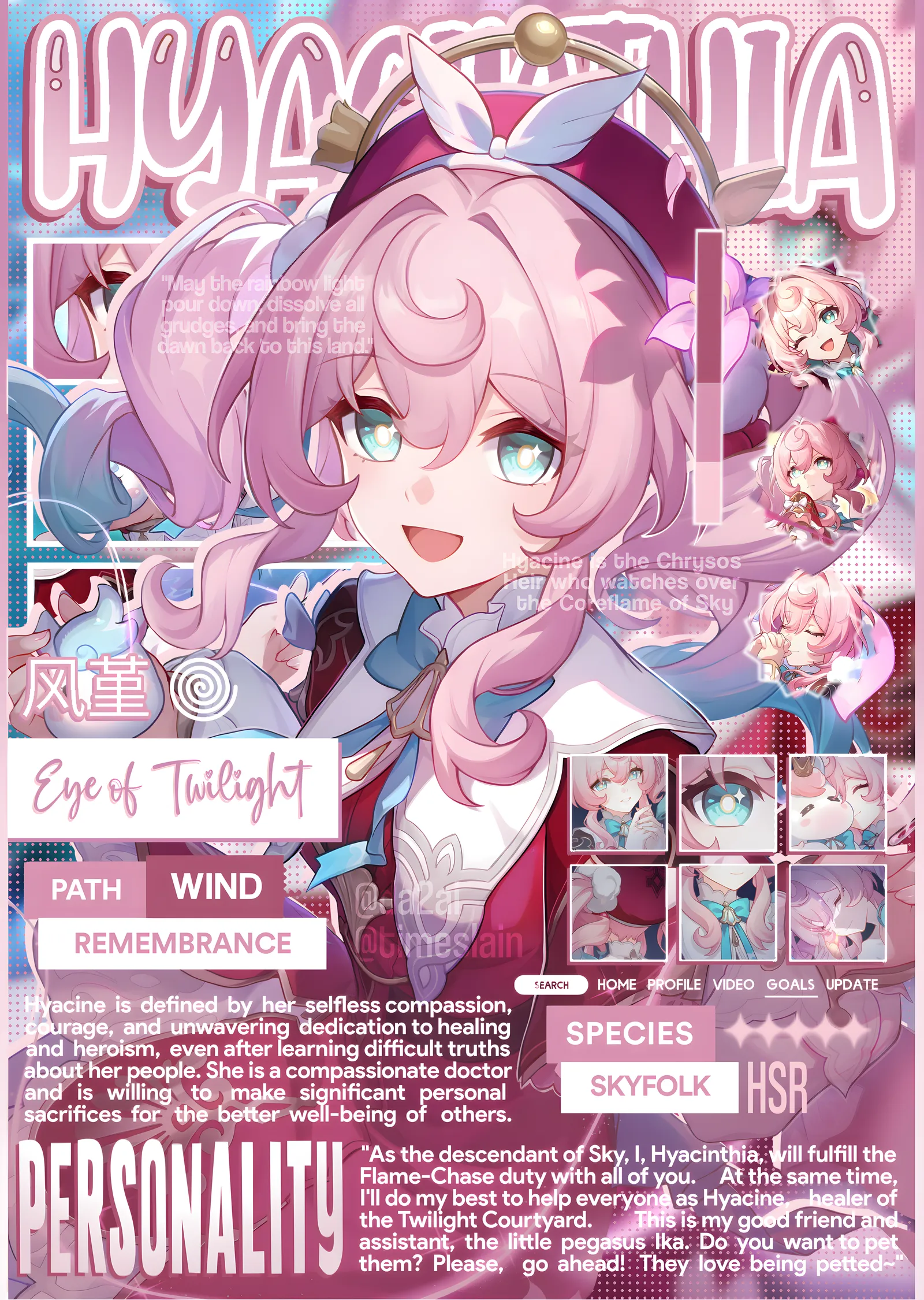Anime Karakter Kartı: Pembe metal tablo