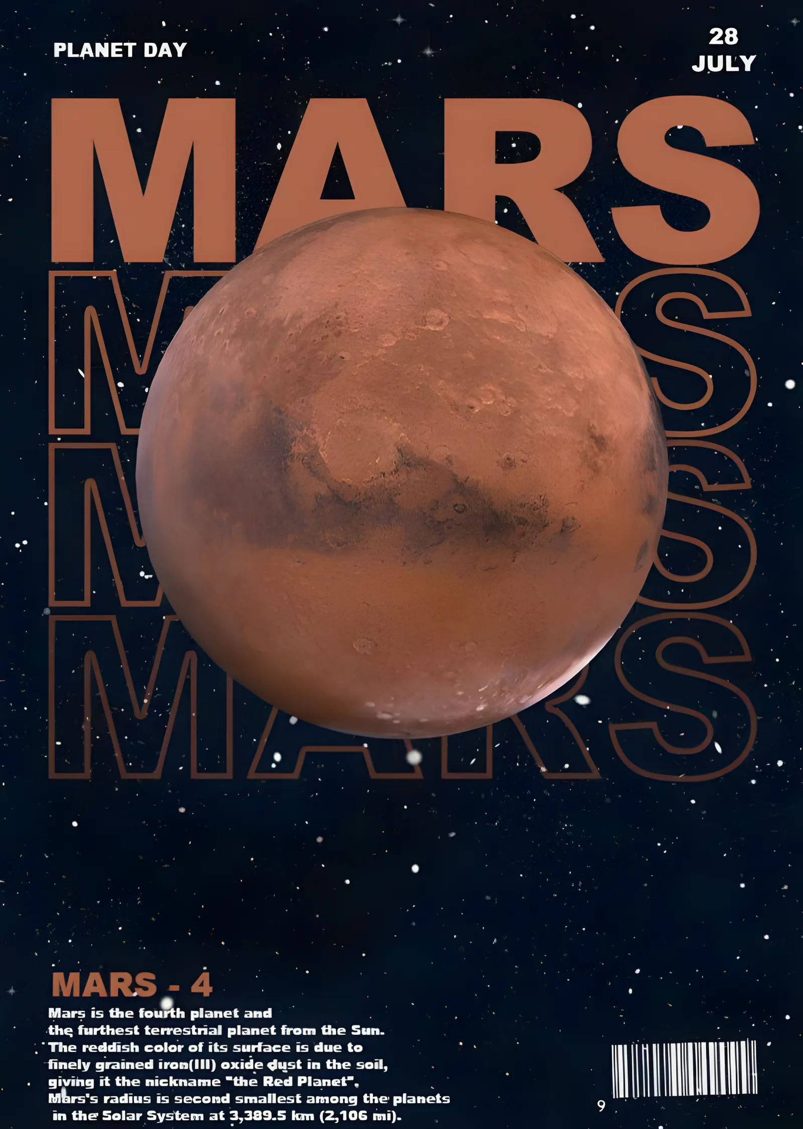 Mars - Kızıl Gezegen metal tablo