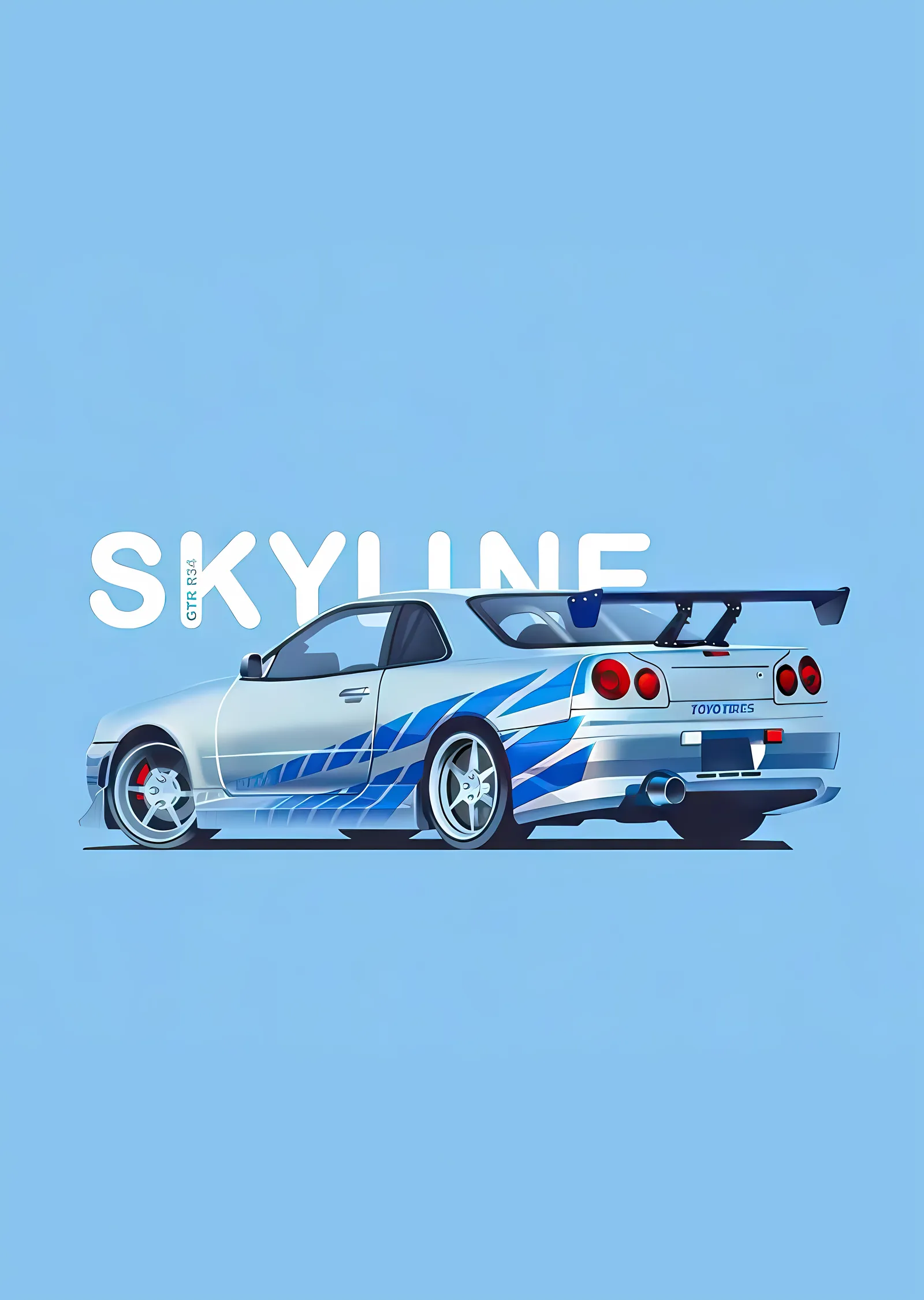 Nissan Skyline R34 - Mavi Şerit metal tablo