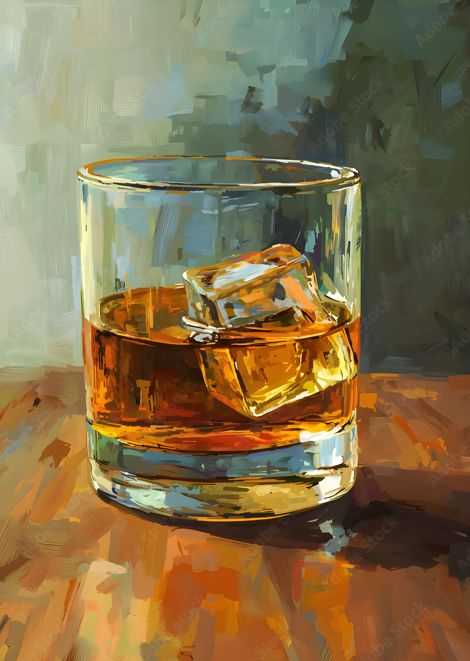 Buzlu Bourbon Kadehi metal tablo