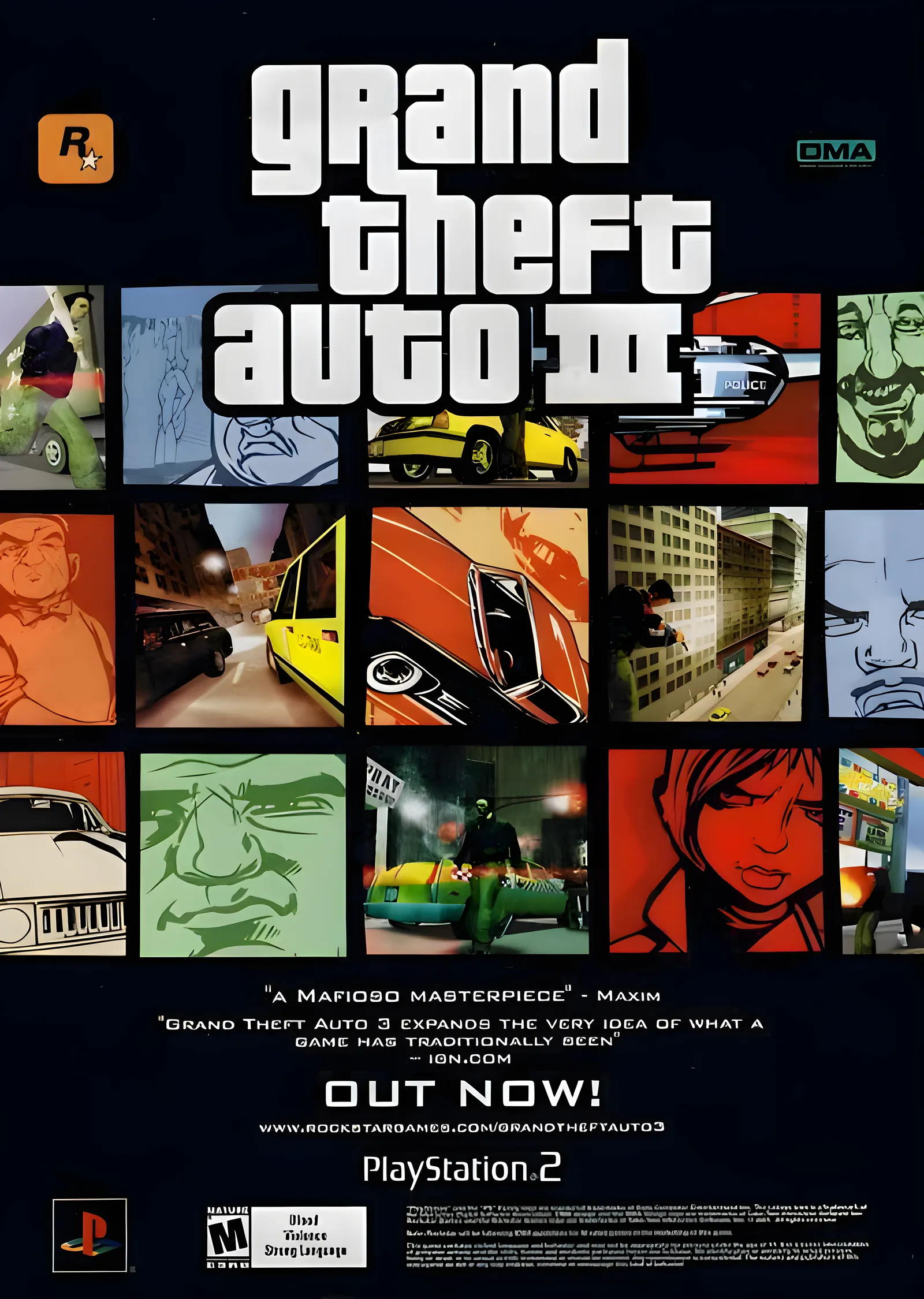 Grand Theft Auto III - Kare Izgara Kapak metal tablo