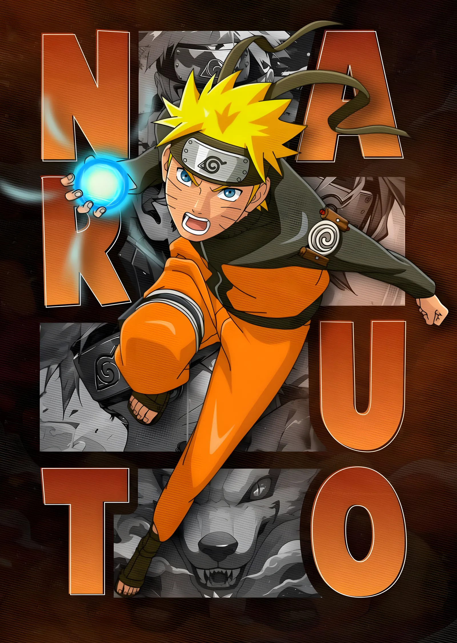 Naruto: Rasengan ve Dokuz Kuyruklu metal tablo