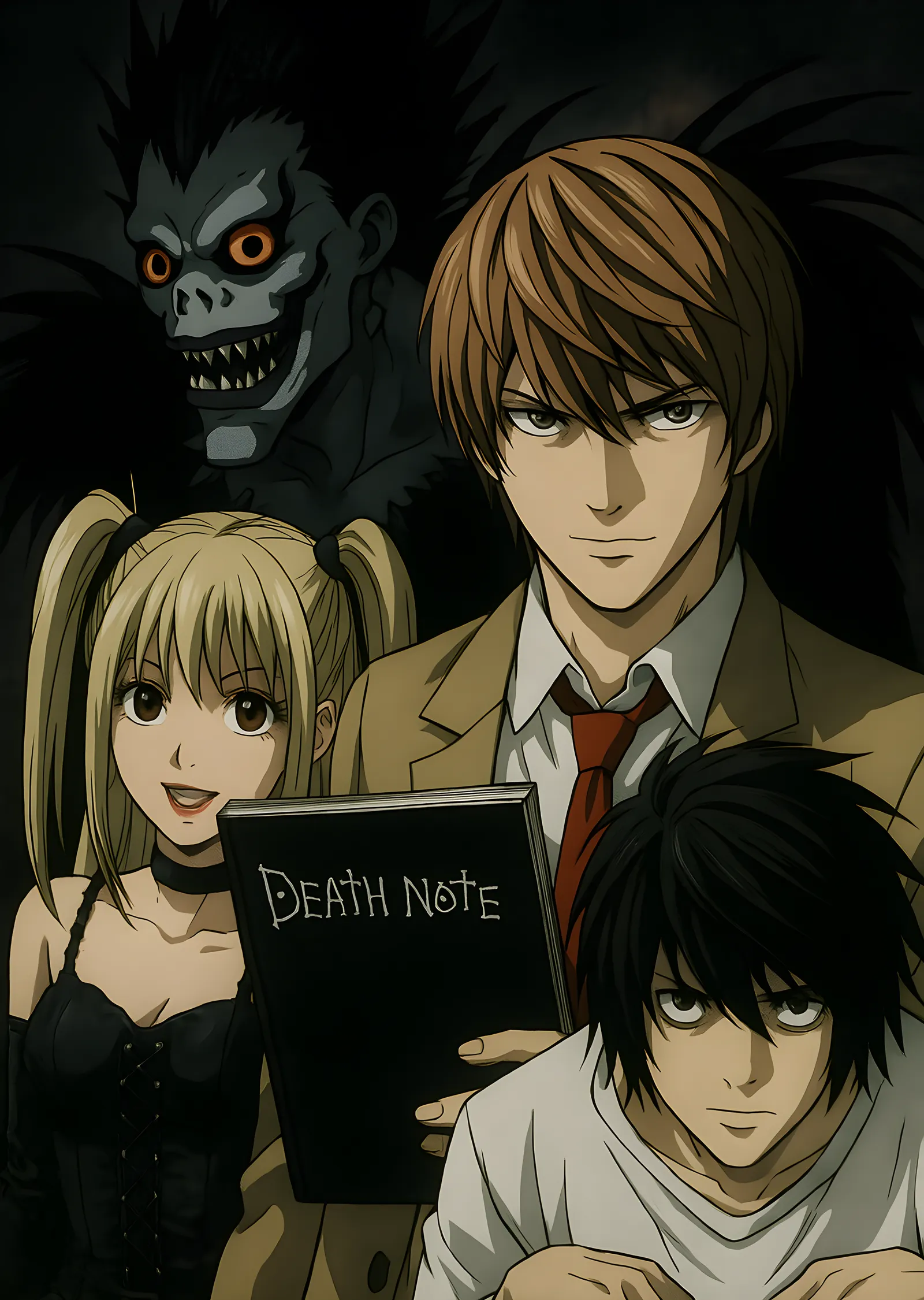 Death Note: Light, L ve Ryuk metal tablo