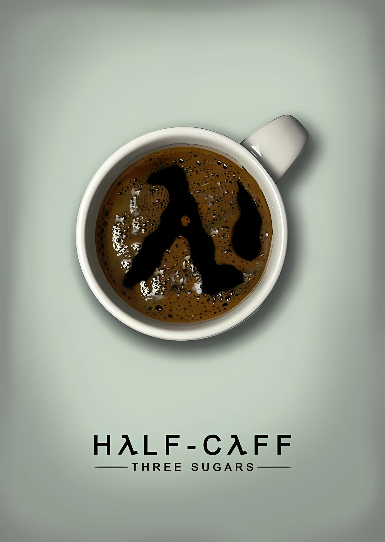 Half-Caff Three Sugars metal tablo
