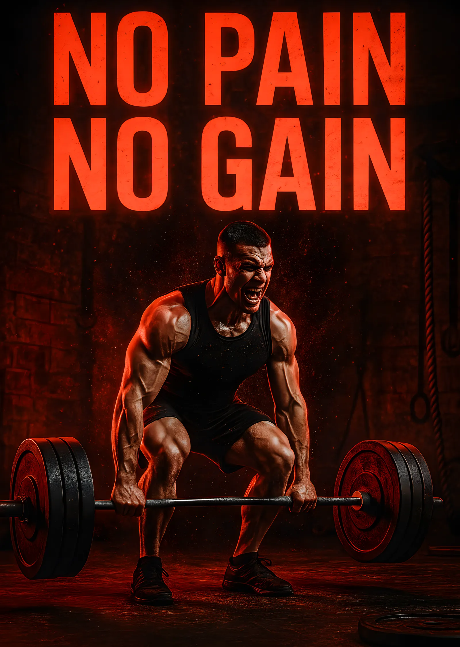 No Pain No Gain - Kırmızı Işıkta Deadlift metal tablo
