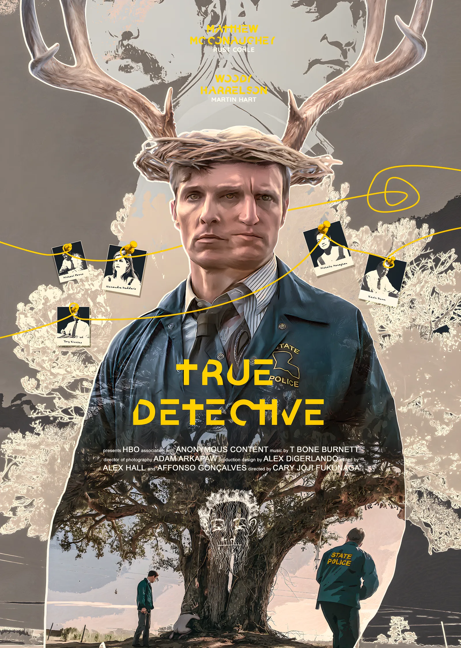 True Detective: Boynuzlu Dedektif metal tablo