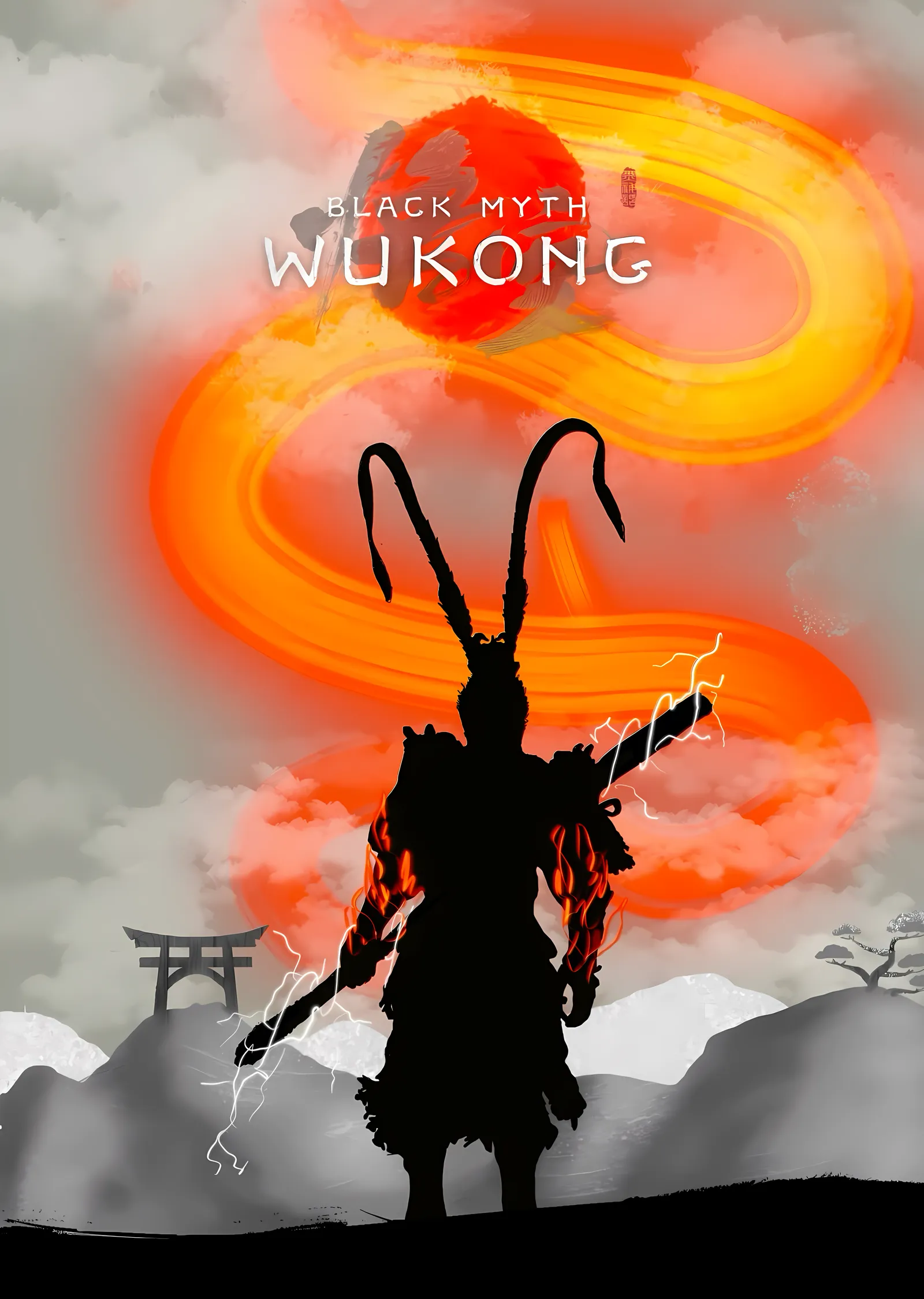 Black Myth: Wukong Alev Bulutu metal tablo