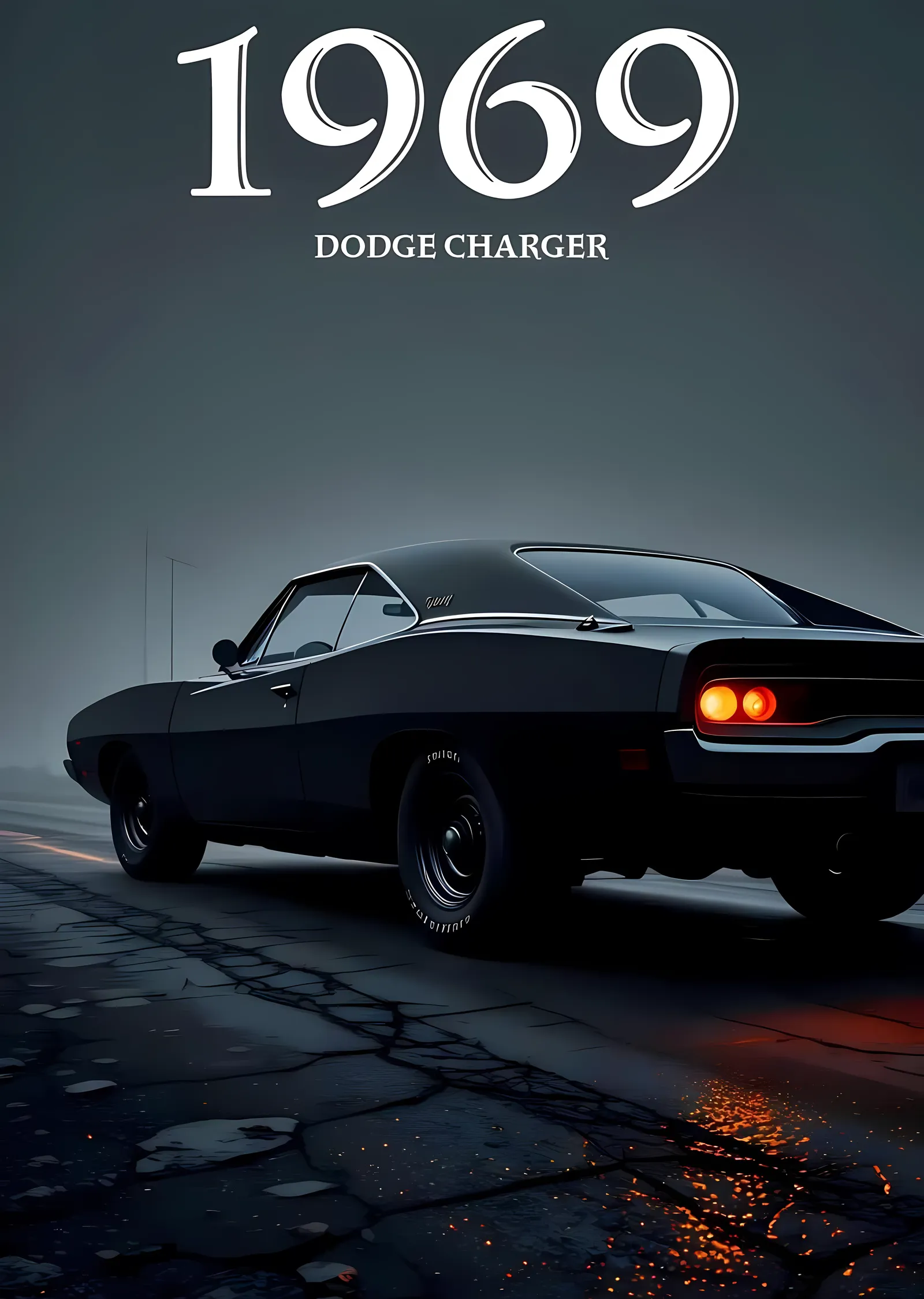 Dodge Charger 1969 metal tablo