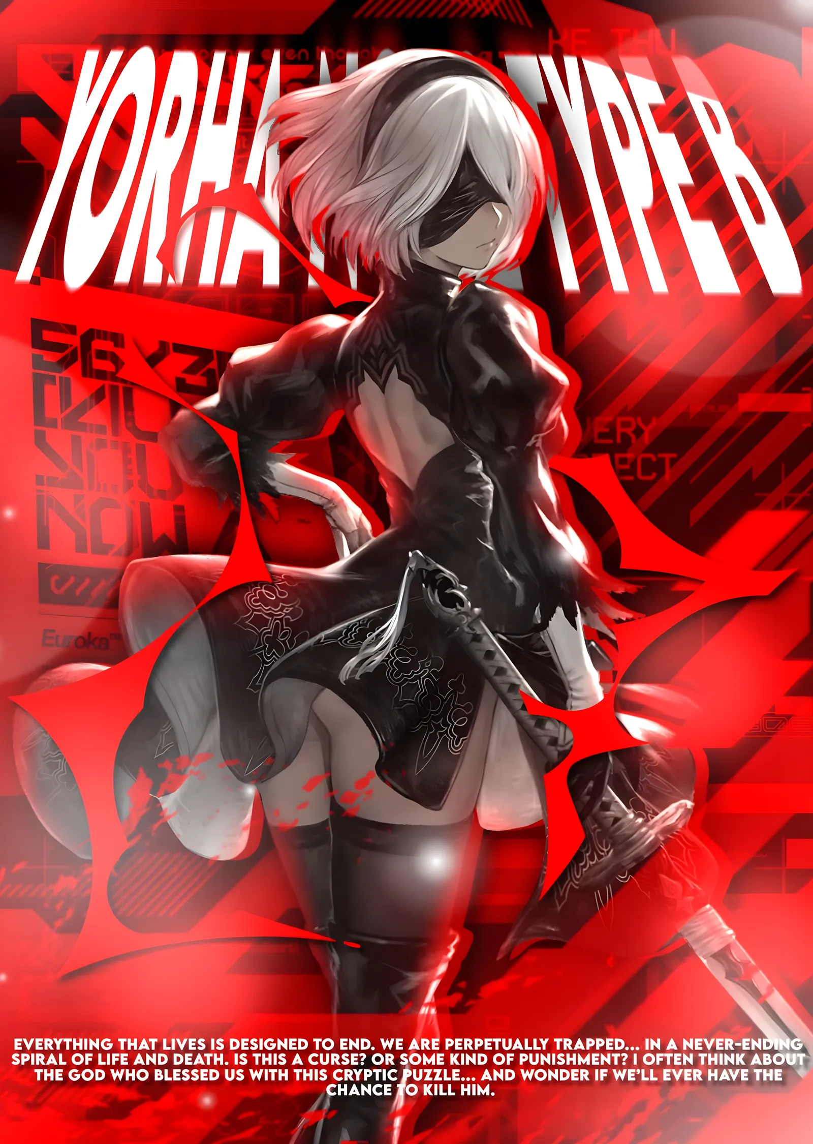 NieR: Automata Type B Kızıl metal tablo