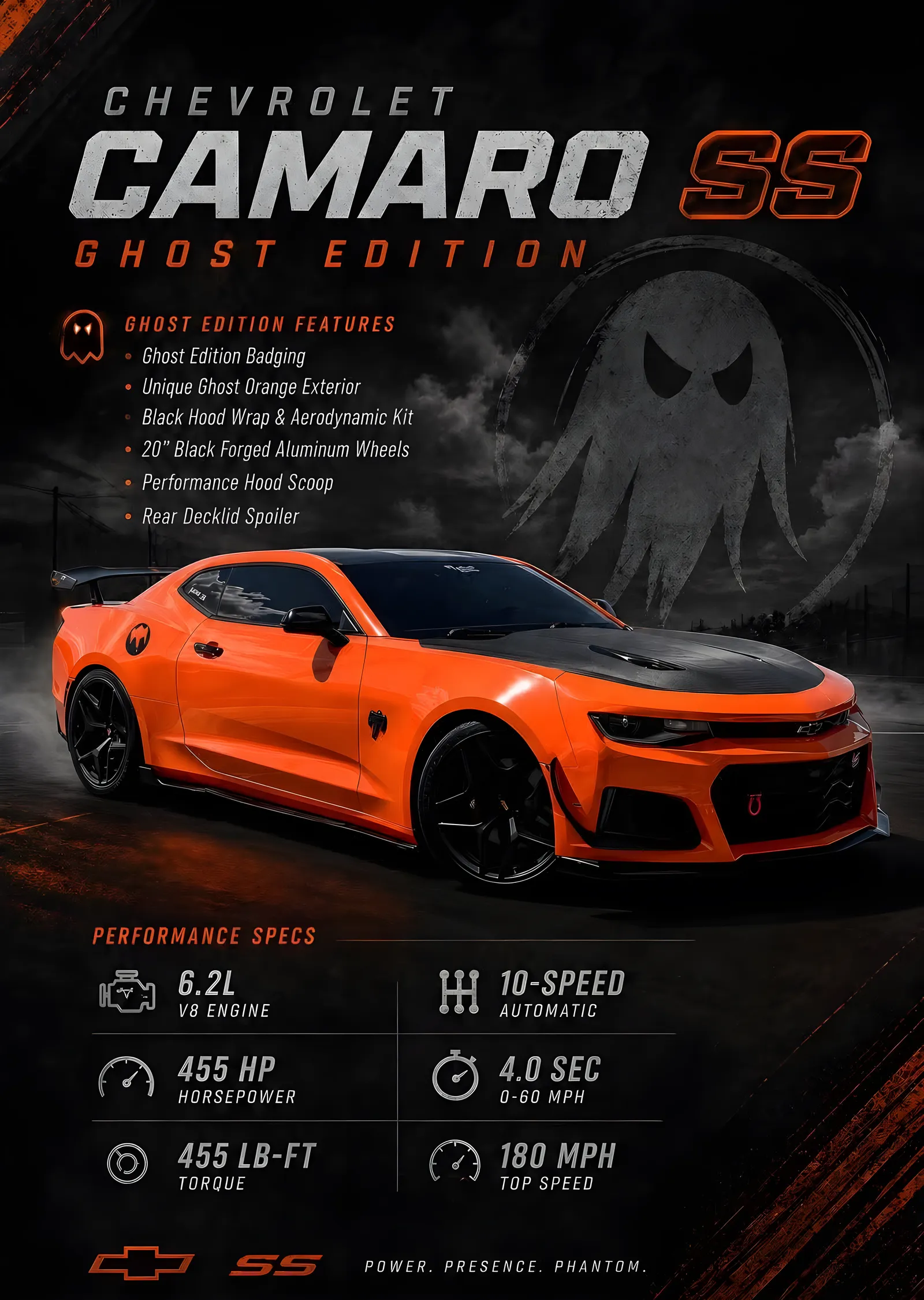Chevrolet Camaro SS Ghost Edition metal tablo