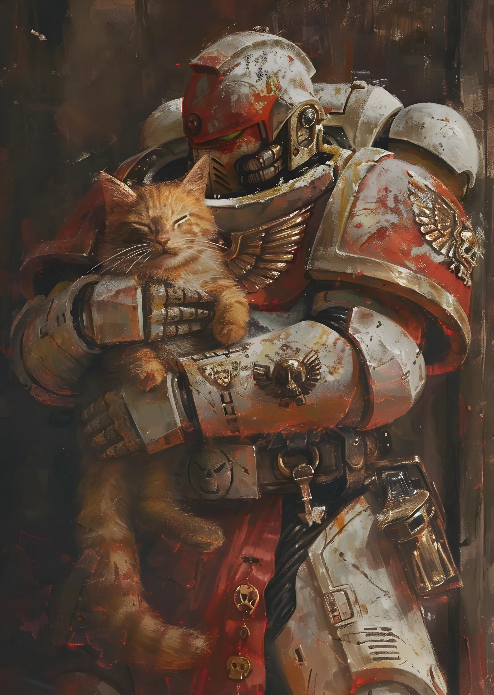 Zırhlı Asker ve Kedi metal tablo