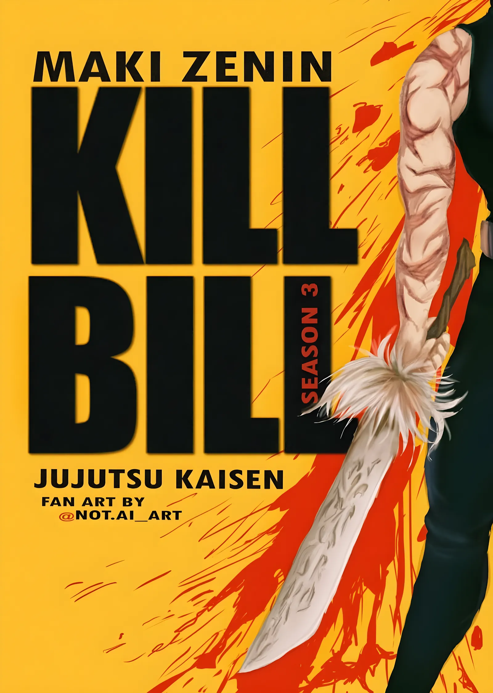 Jujutsu Kaisen: Maki Zenin Sarı metal tablo