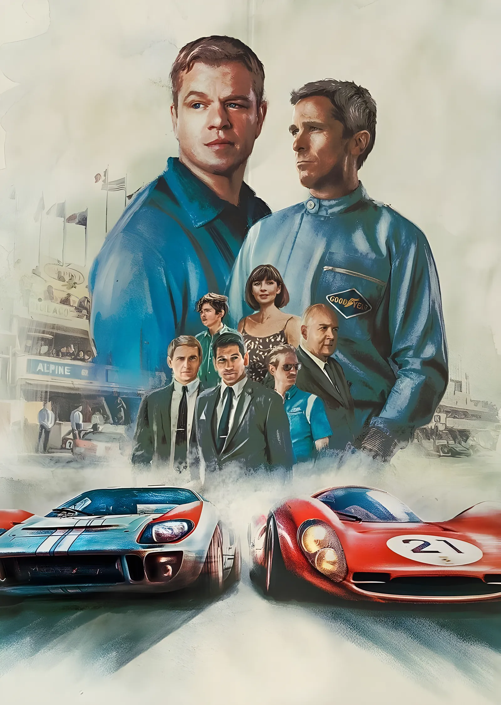 Ford v Ferrari - Yarış İllüstrasyonu metal tablo