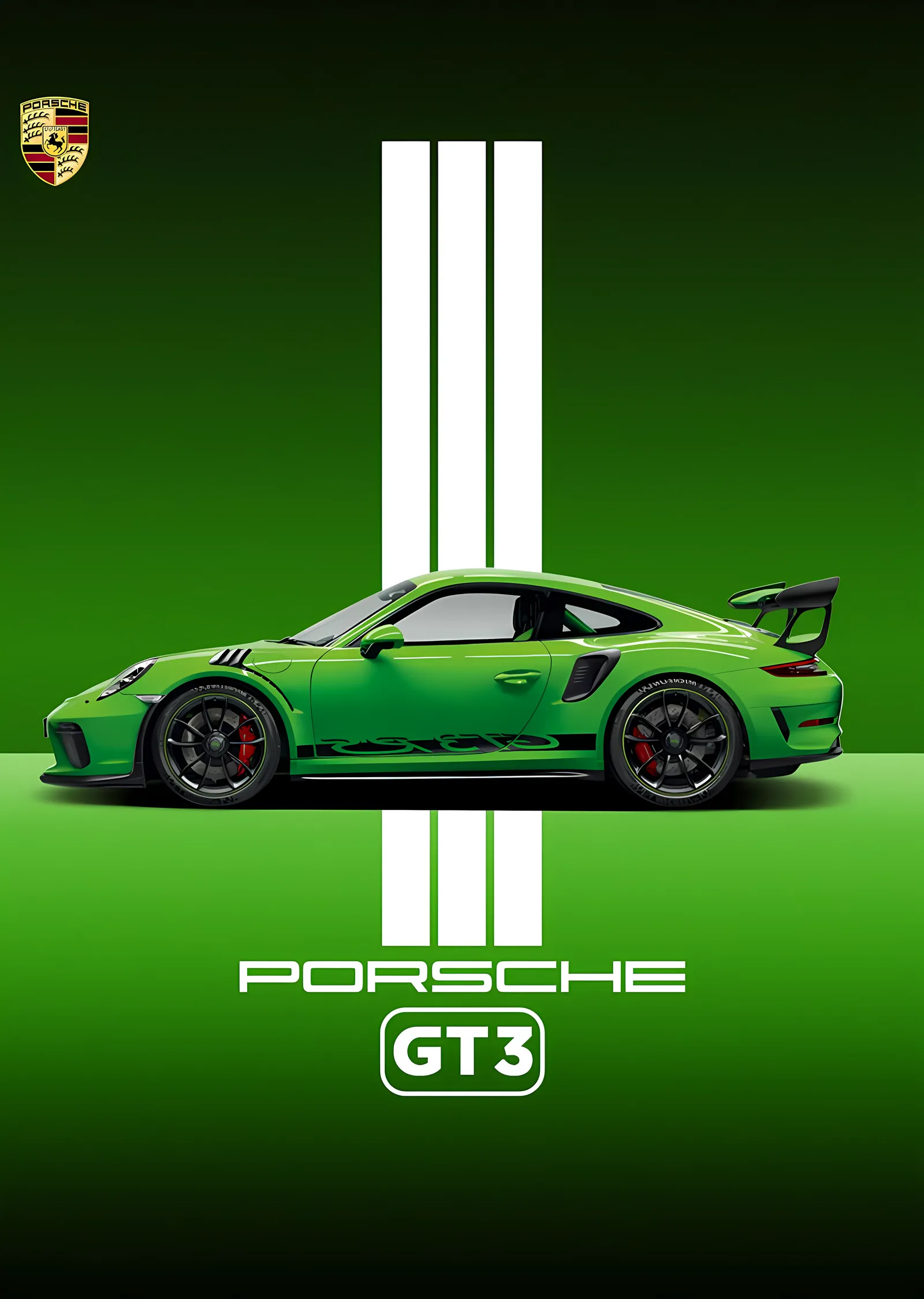 Porsche GT3 Yeşil Model metal tablo