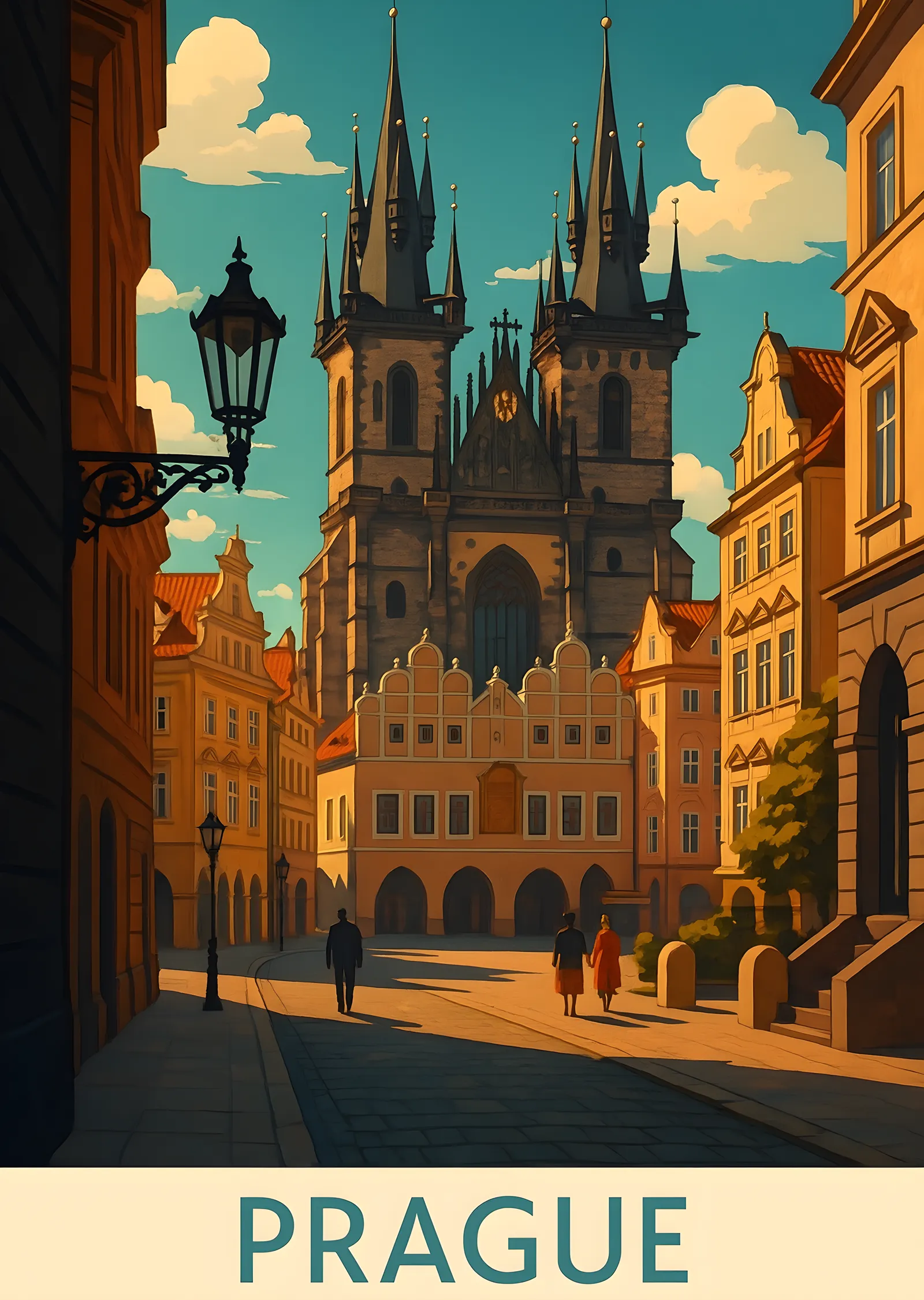 Prague Sokak Manzarası metal tablo