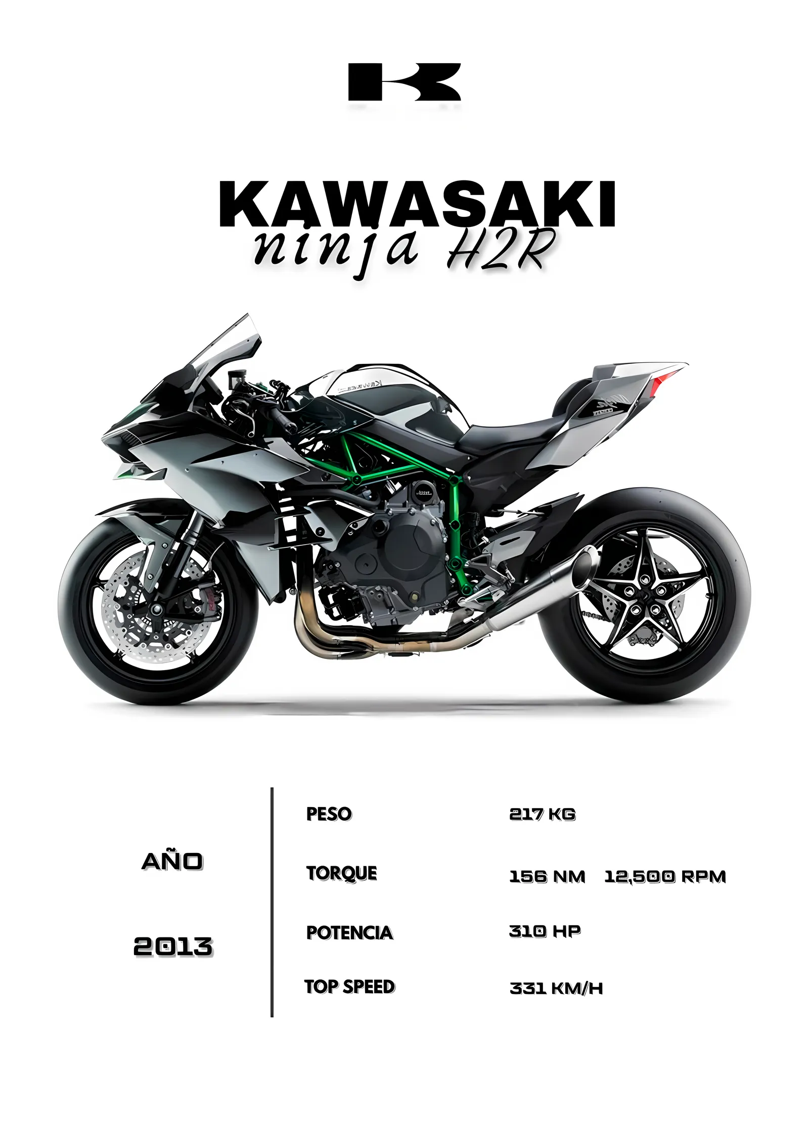 Kawasaki Ninja H2R: Katalog metal tablo