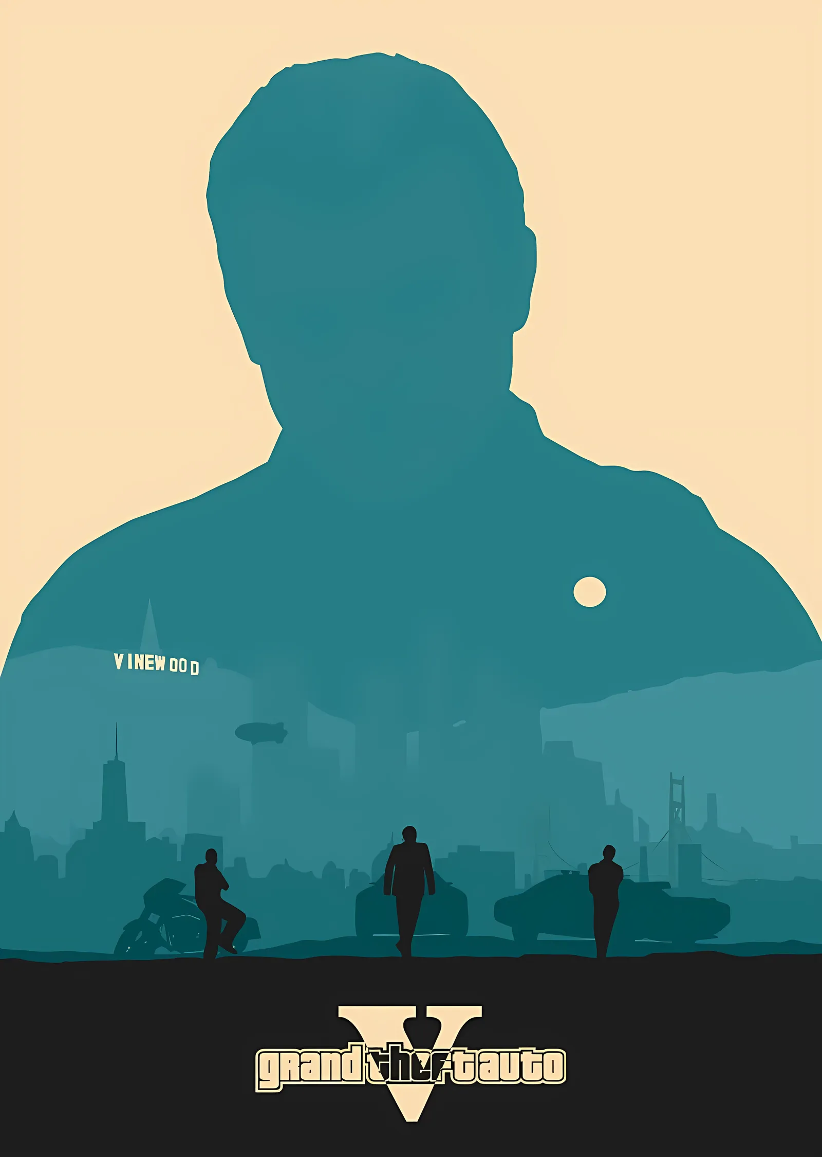 Grand Theft Auto V - Vinewood Silueti metal tablo