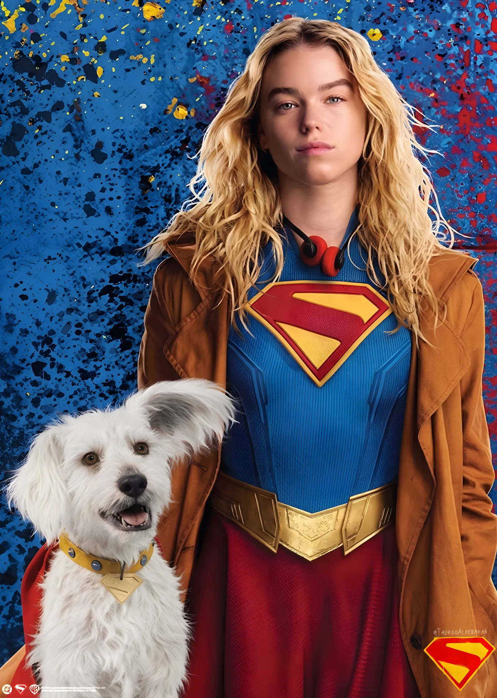 Supergirl - Trençkot ve Krypto metal tablo