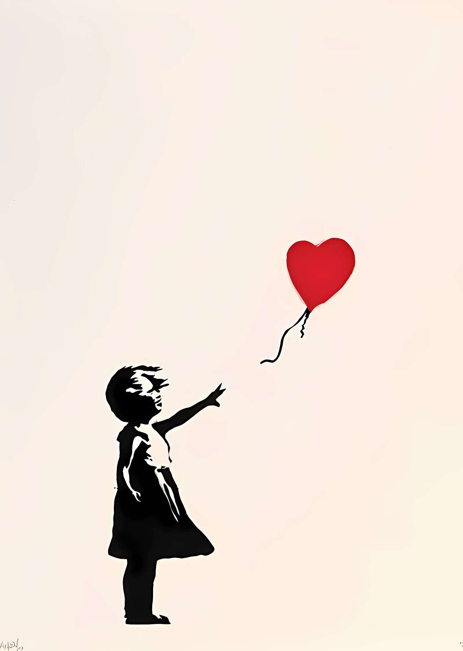 Banksy: Kız ve Kırmızı Kalp Balon metal tablo