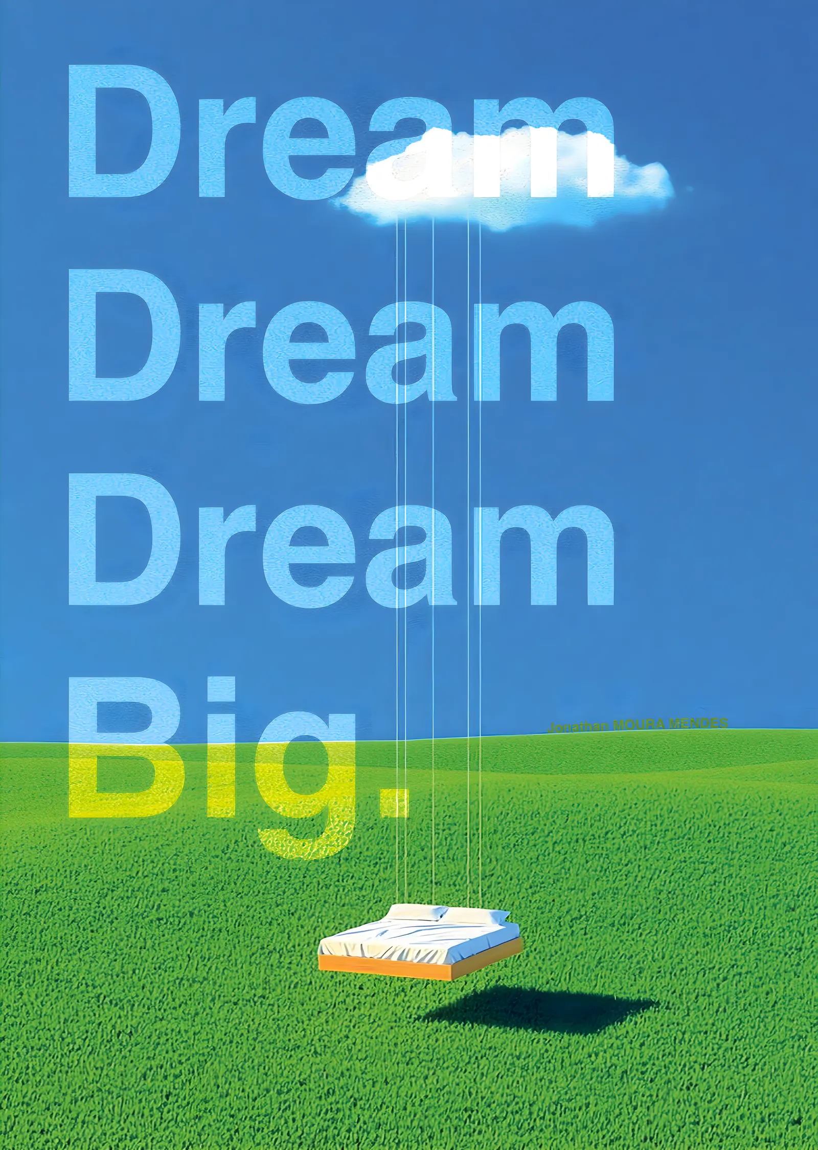 Dream Big - Bulutta Asılı Yatak metal tablo