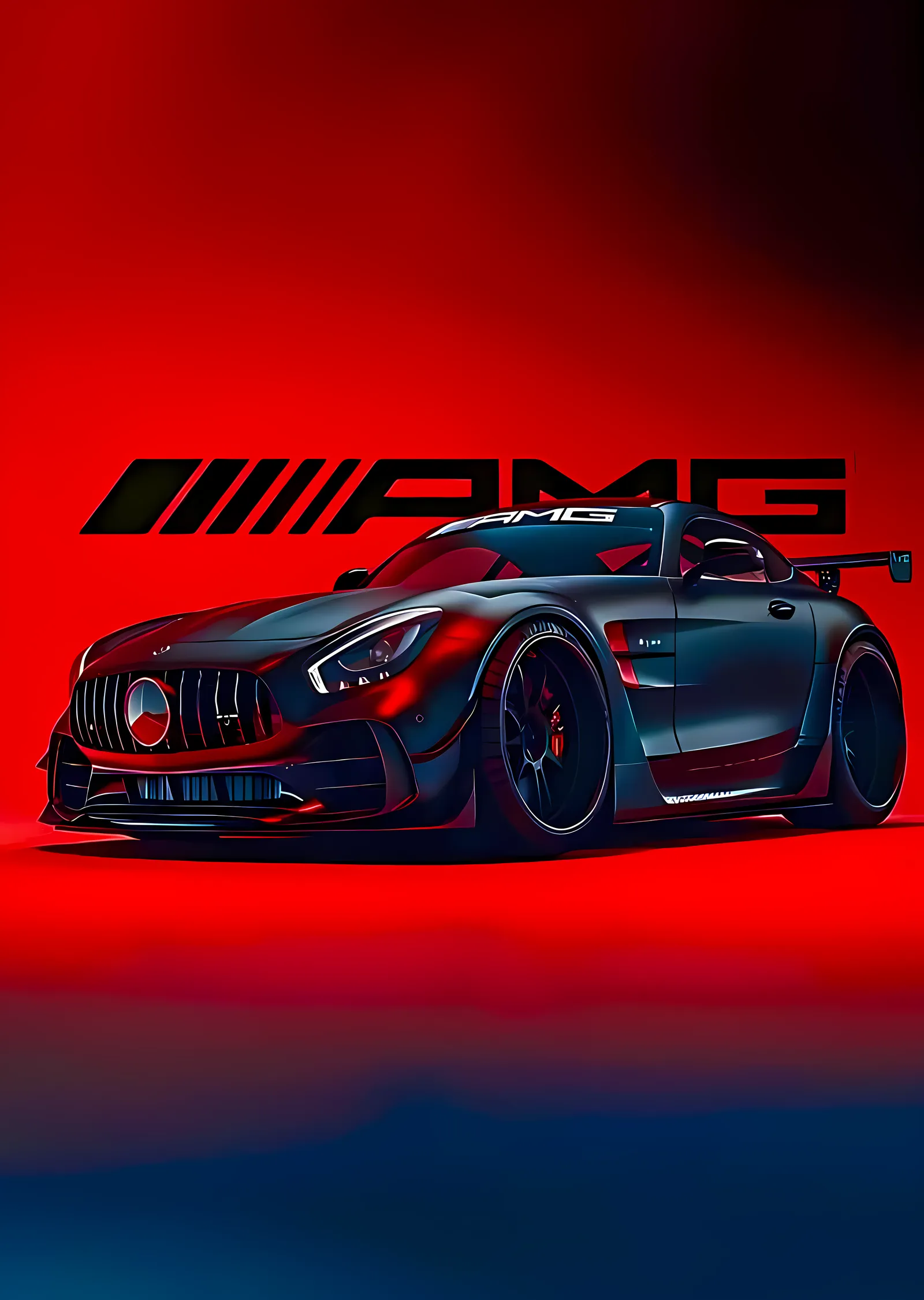 Kırmızı Gradientli AMG Spor Araba metal tablo