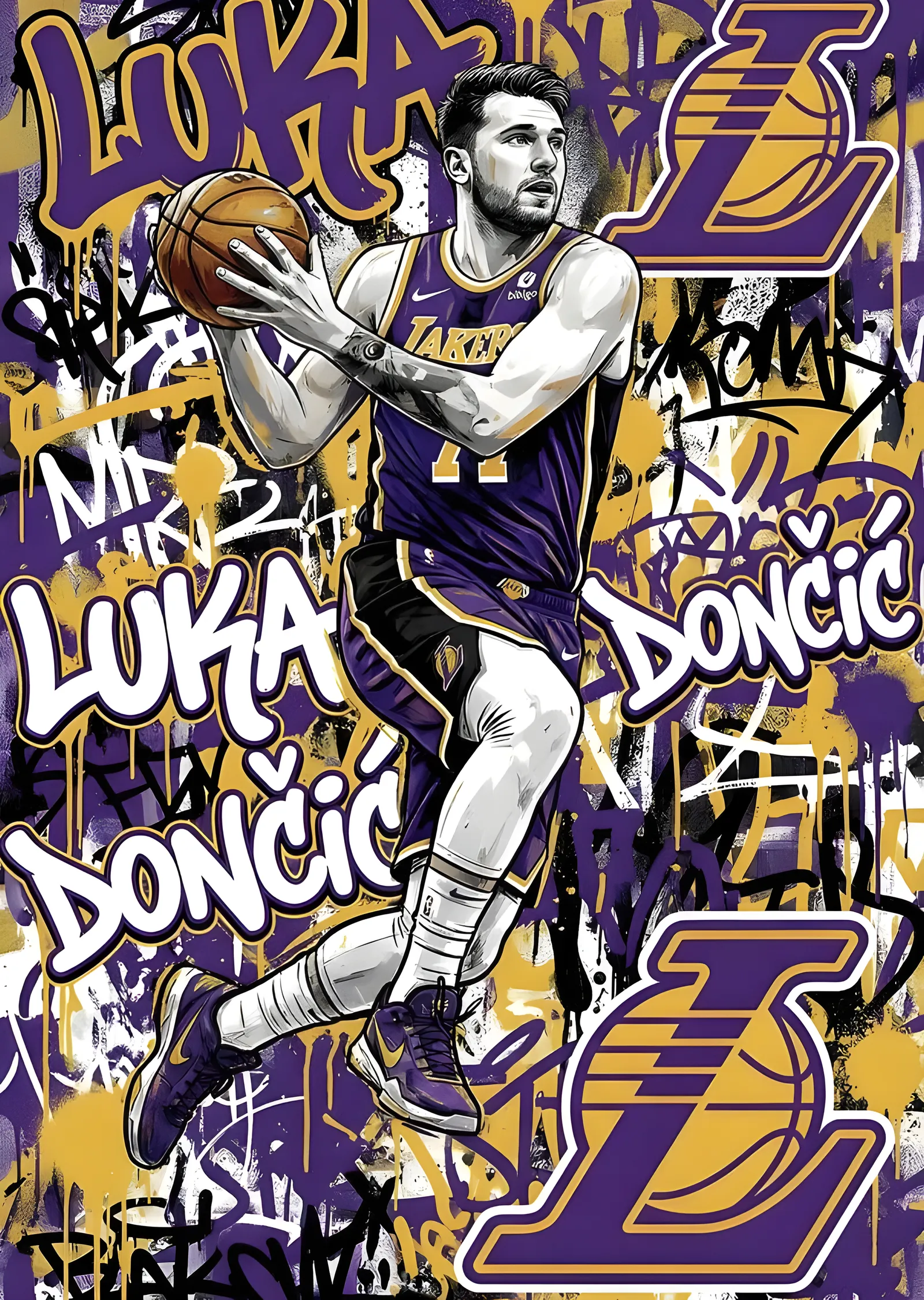 Luka Doncic: Graffiti Basketbol metal tablo