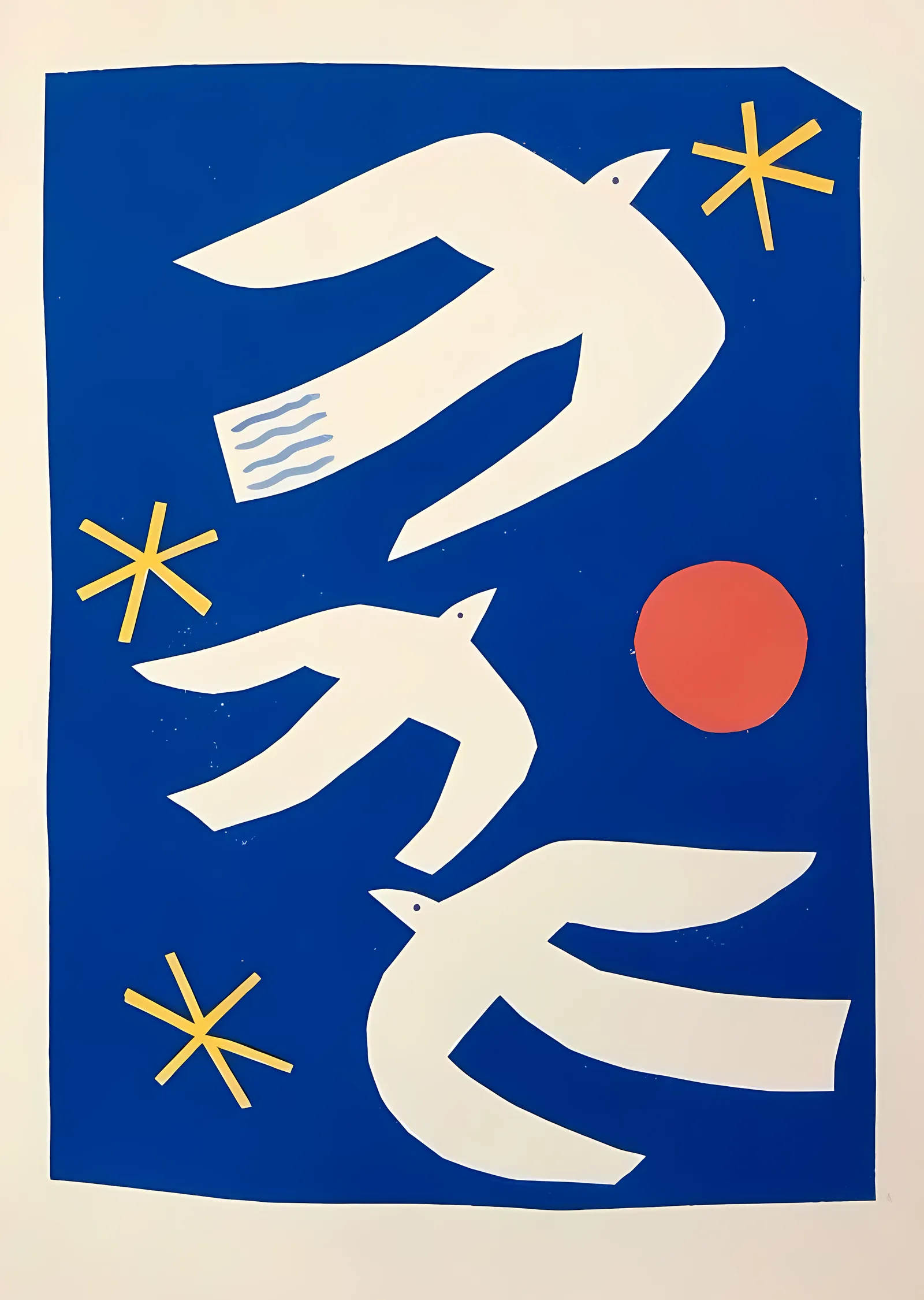 Matisse: Lacivert Zeminde Kuşlar metal tablo