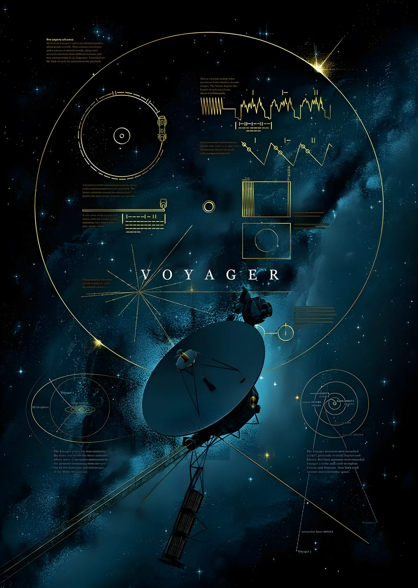 Voyager · Yıldızlara Altın Mesaj metal tablo