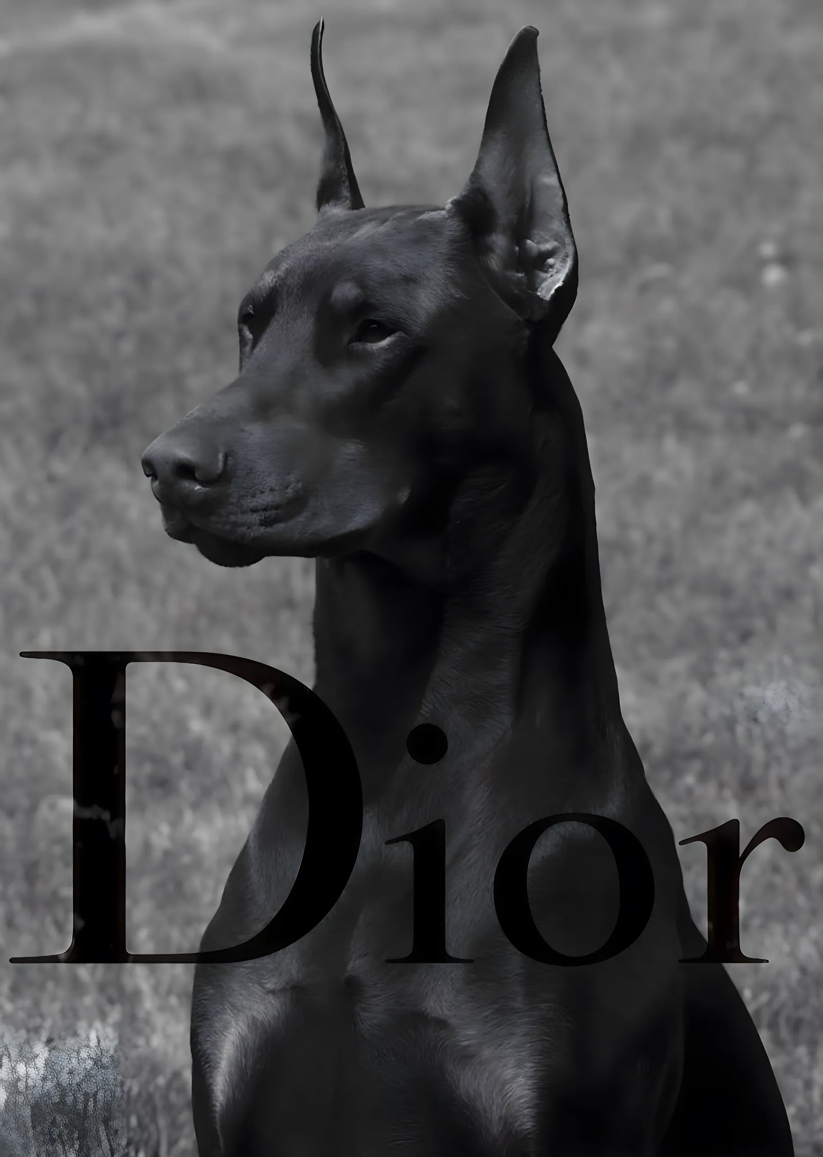Dior: Siyah Köpek Portresi metal tablo