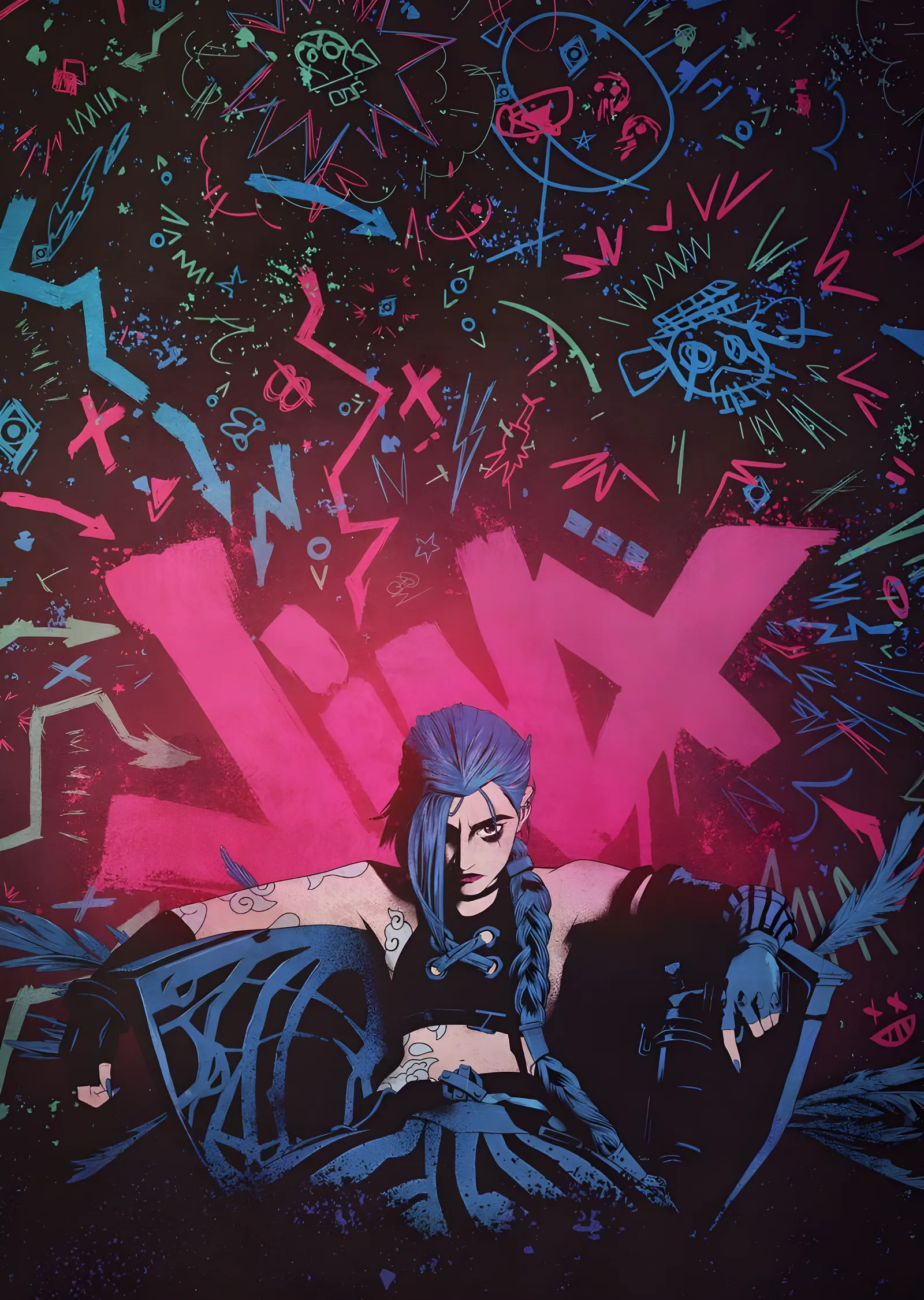 Arcane: Jinx Grafiti metal tablo