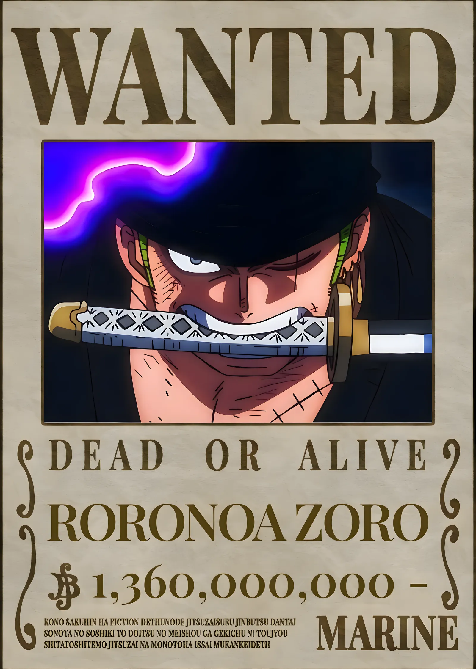 Roronoa Zoro: Avlanma Emri metal tablo