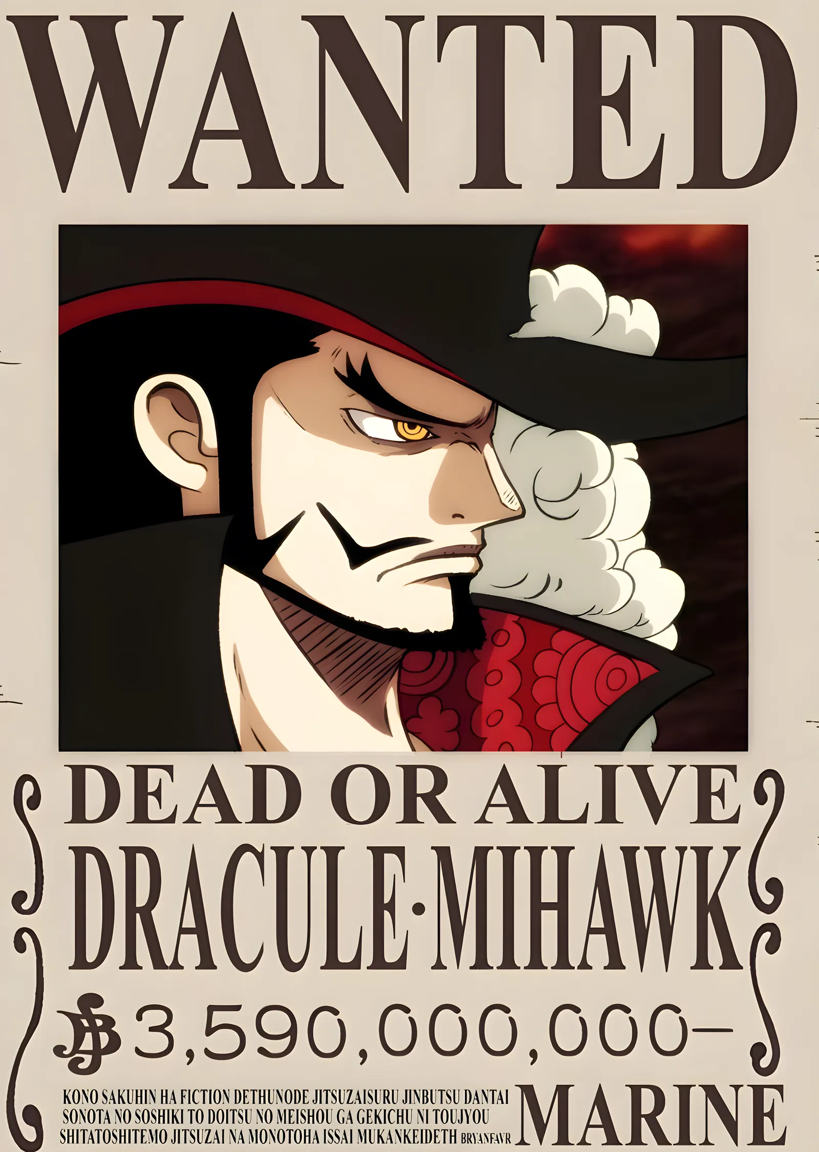 Dracule Mihawk: Dünyanın En İyi Kılıç Ustası metal tablo