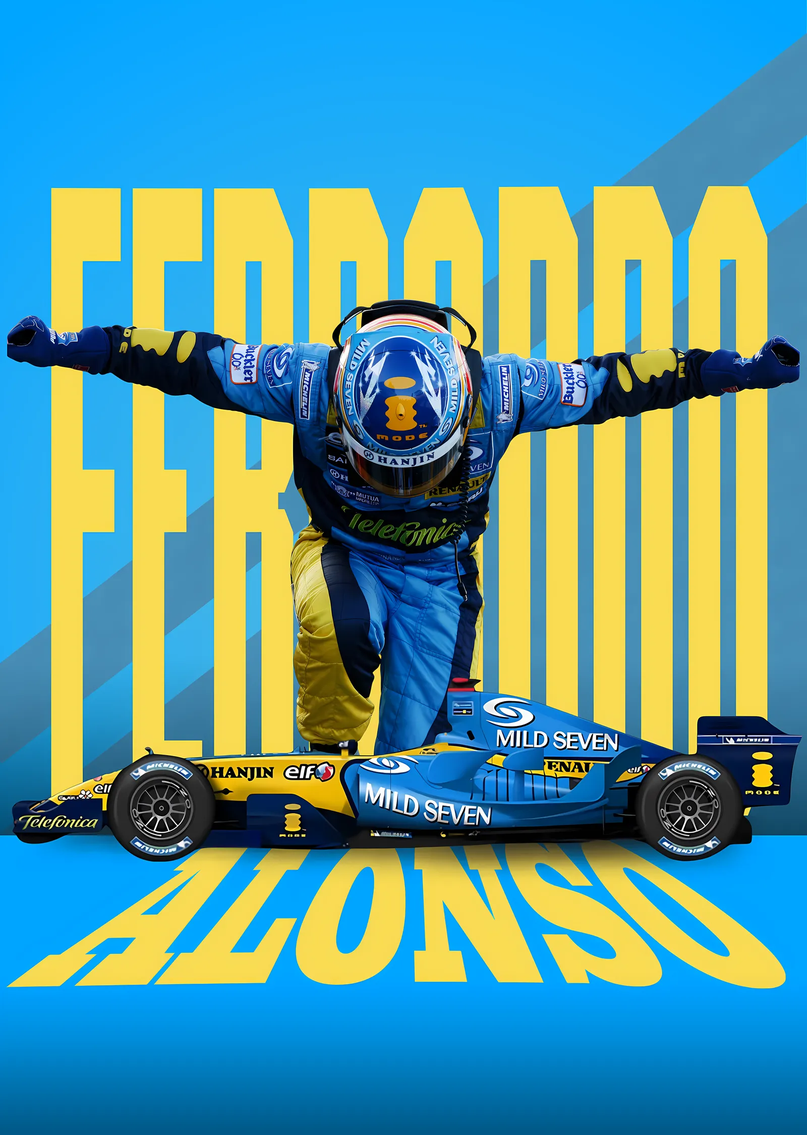 Fernando Alonso: Renault Spor Araba metal tablo
