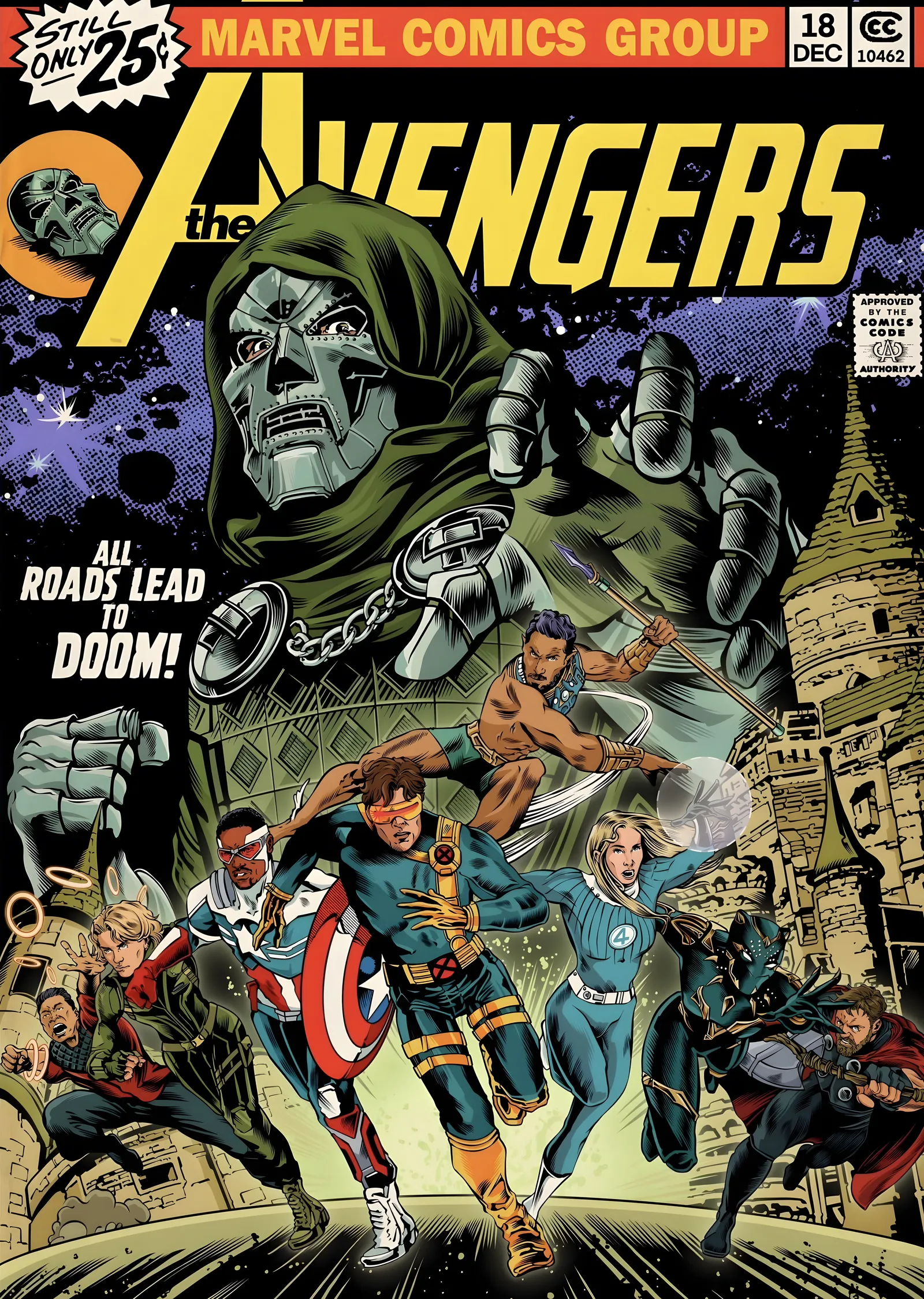 Avengers: Doomsday - Retro Kapak metal tablo